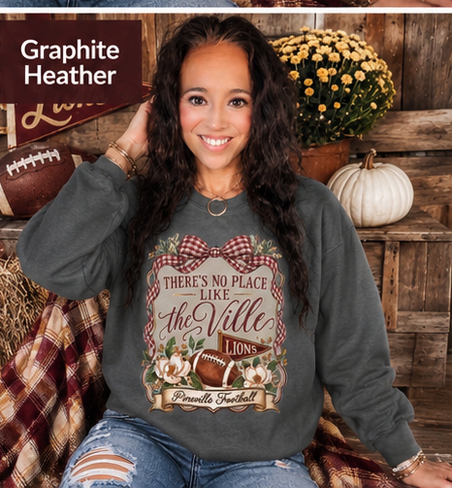 There’s No Place Like the Ville Pineville Lions Crewneck Sweatshirt