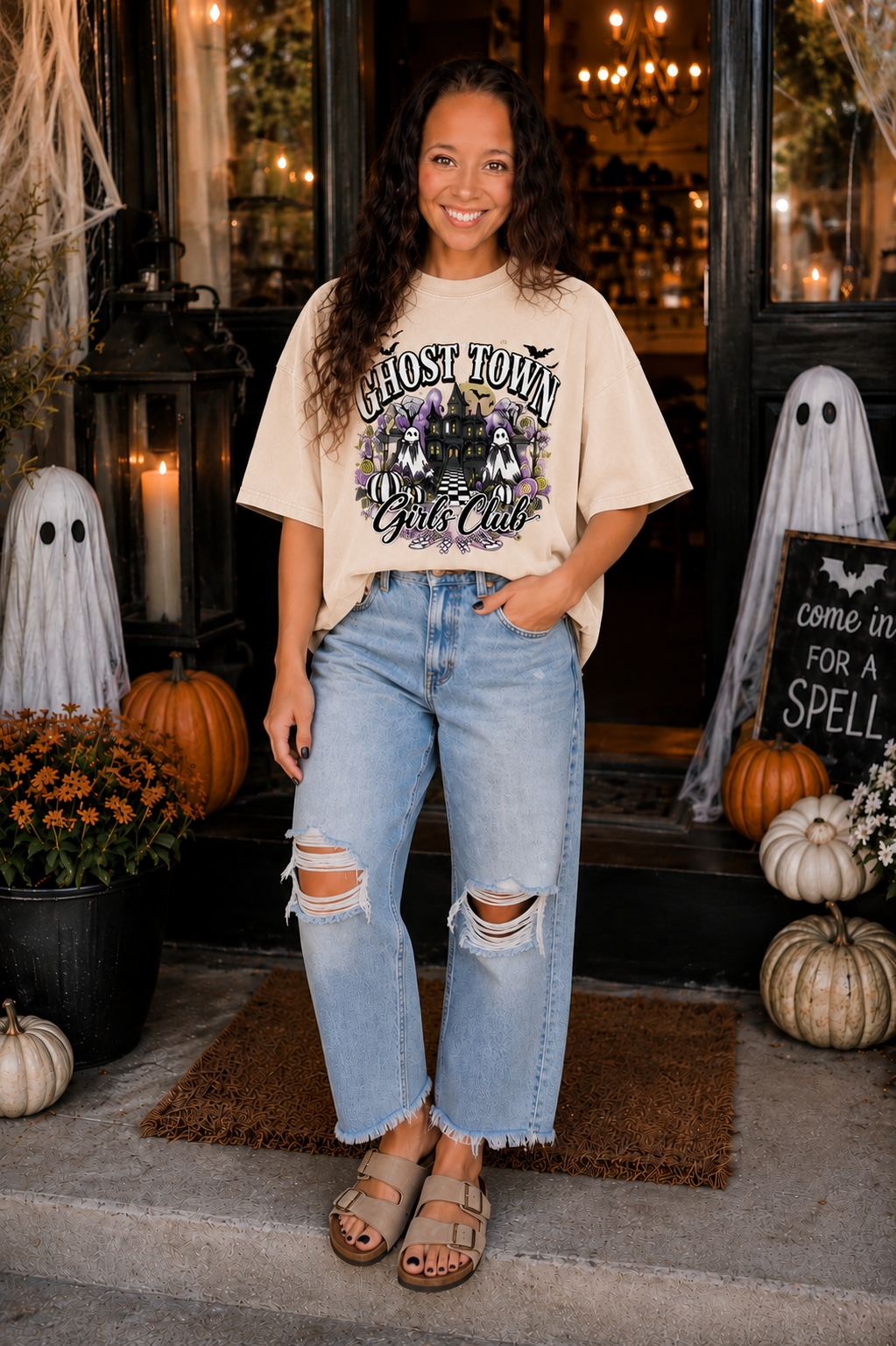 Ghost Town Girls Club Mineral Wash Boxy Tee