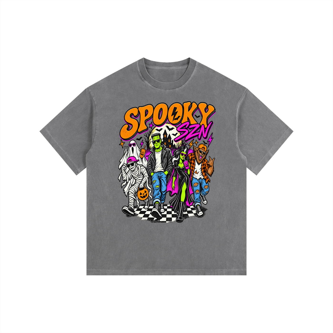 Spooky SZN Vintage Washed Oversized Halloween Tee