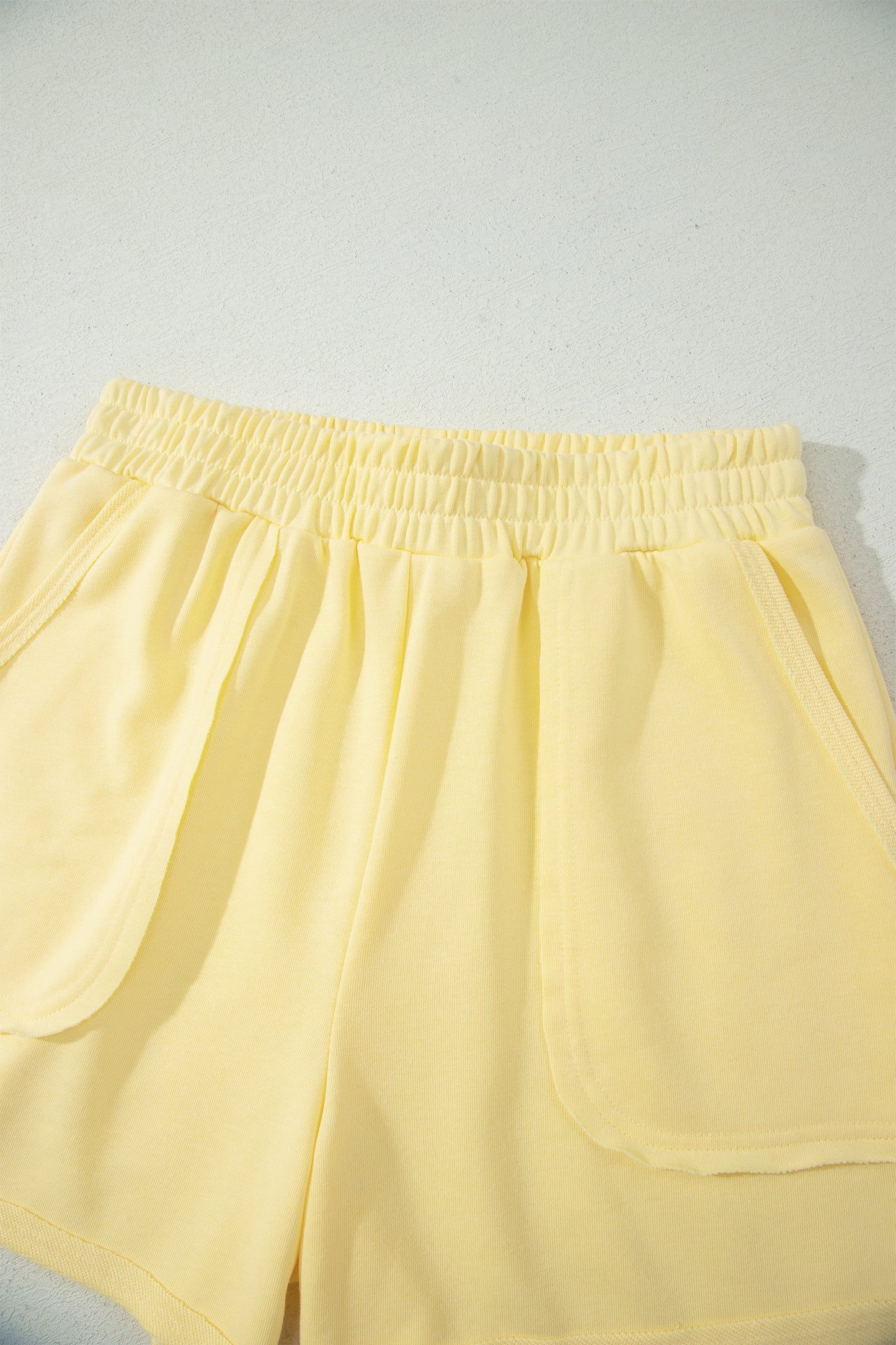 Banana Cream Loose Polo Tee Elastic Waist 2pcs Short Set