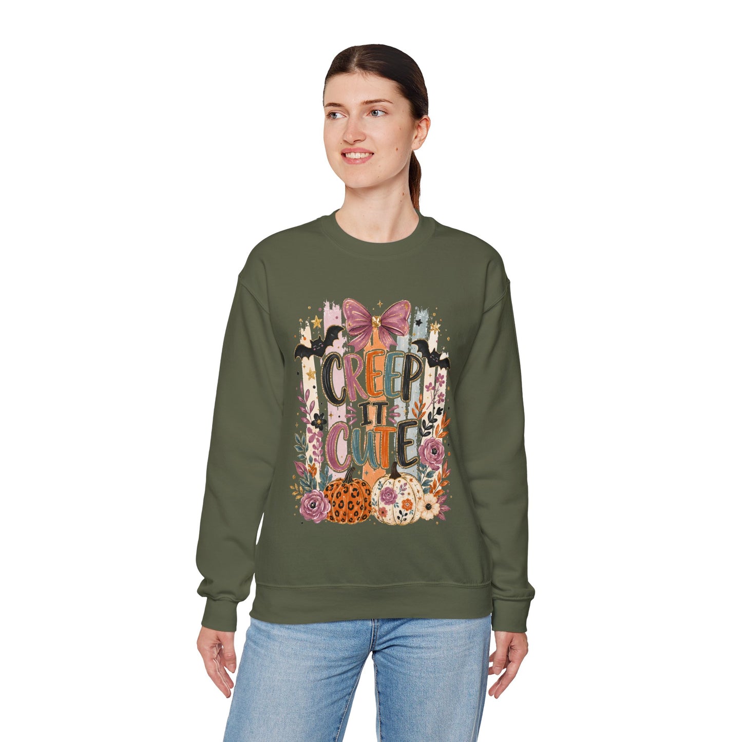 Cute Halloween Sweatshirt, Creep It Cute Crewneck, Colorful Halloween Shirt, Girly Halloween Sweatshirt, Spooky Season Crewneck