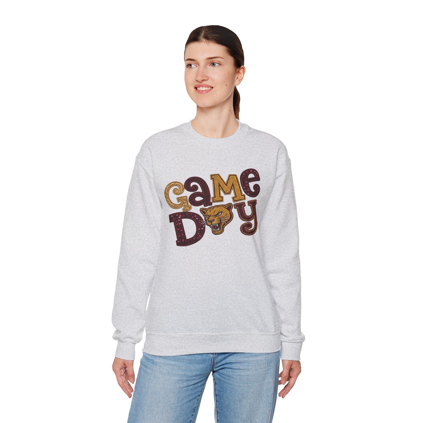 Pineville Lions Sequin Patchwork GAME DAY Crewneck