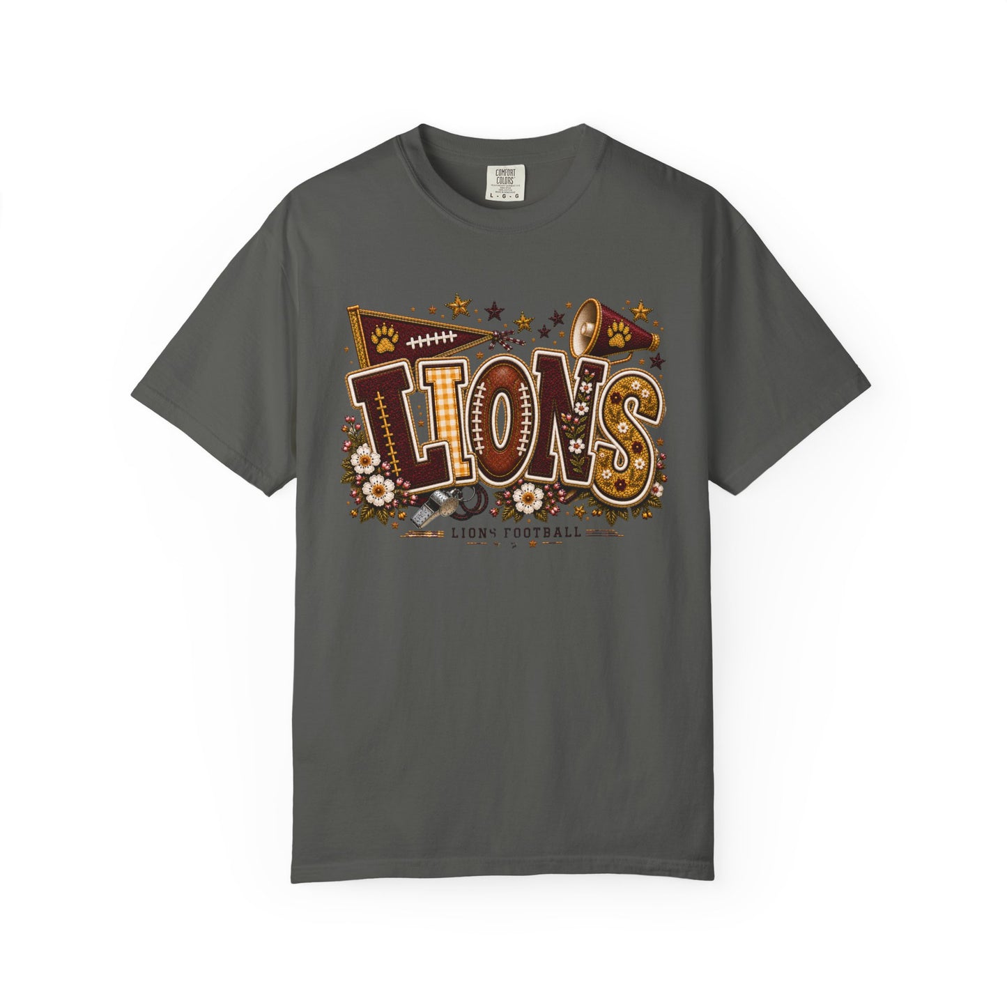 Lions Game Day Patchwork Comfort Colors Tee
