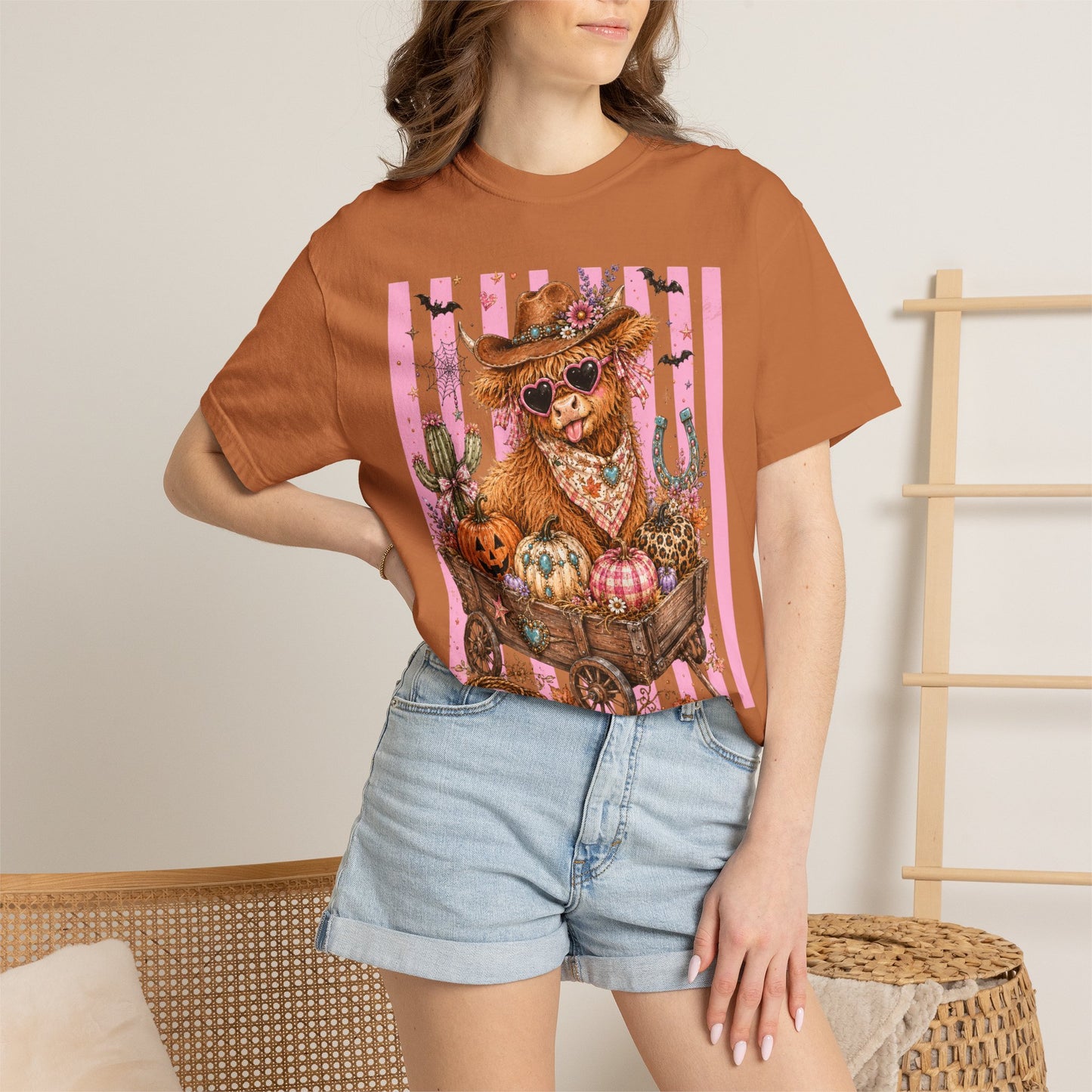 Fall Highland Cow Wagon | Comfort Colors Tee