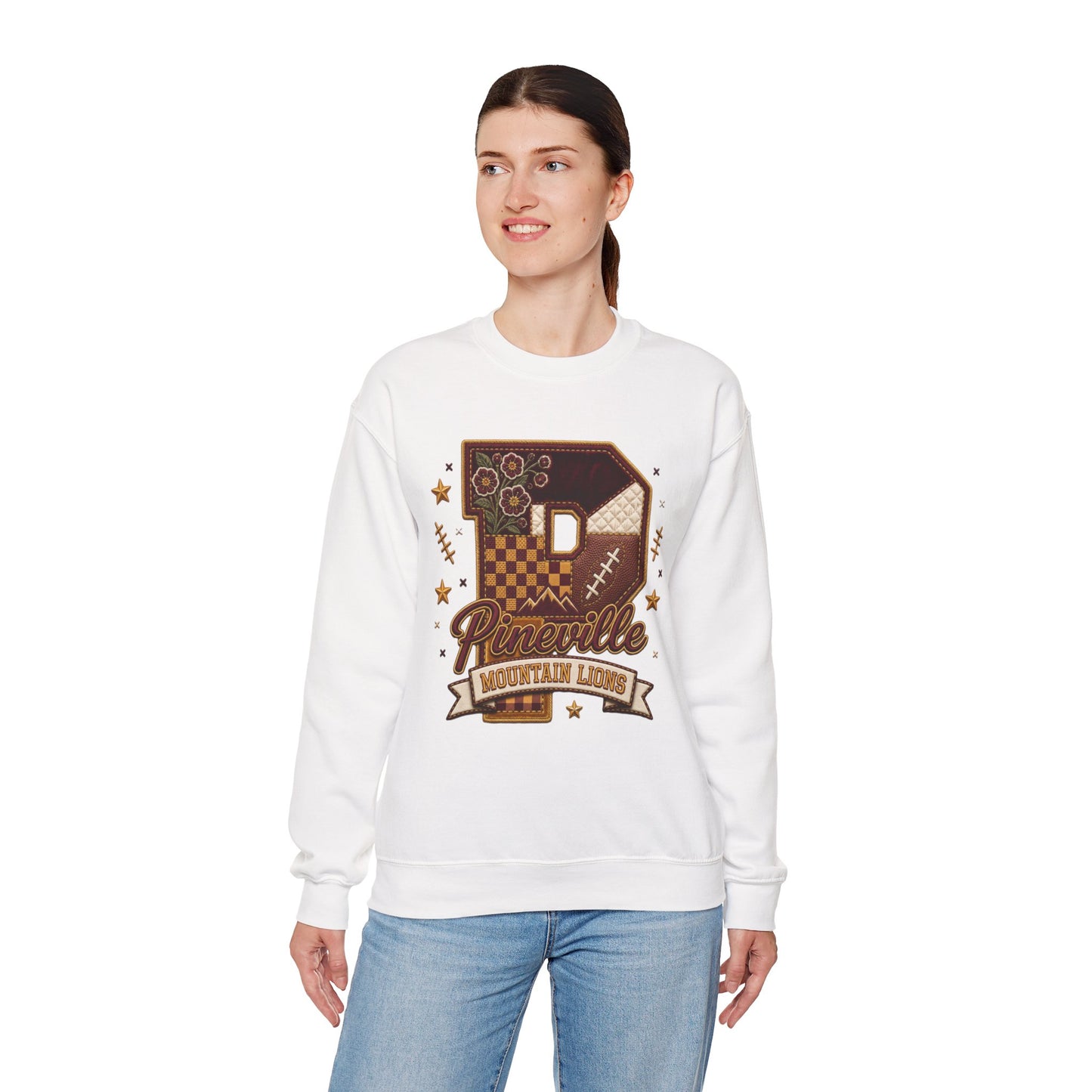 Pineville Patchwork Varsity Crewneck