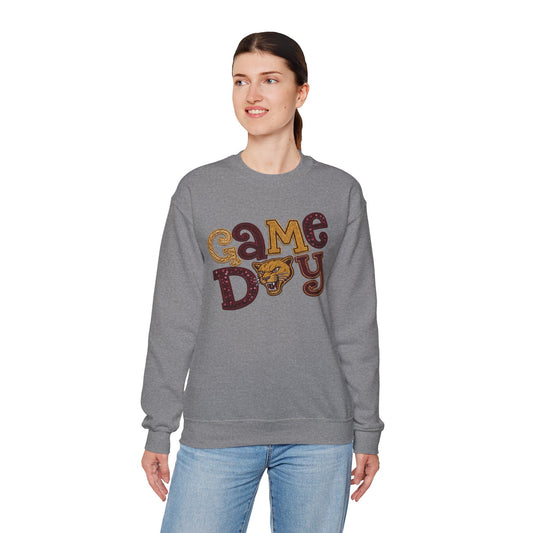 Pineville Lions Sequin Patchwork GAME DAY Crewneck