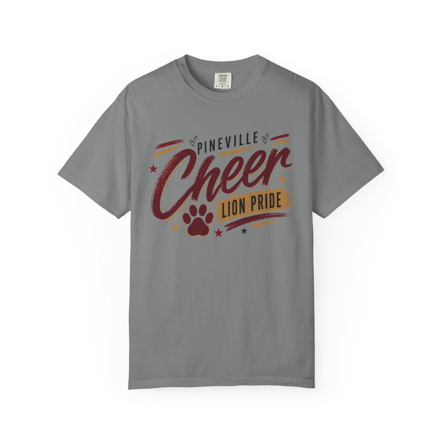 Pineville Cheer T-Shirt — Lion Pride Paw Graphic School Spirit Tee