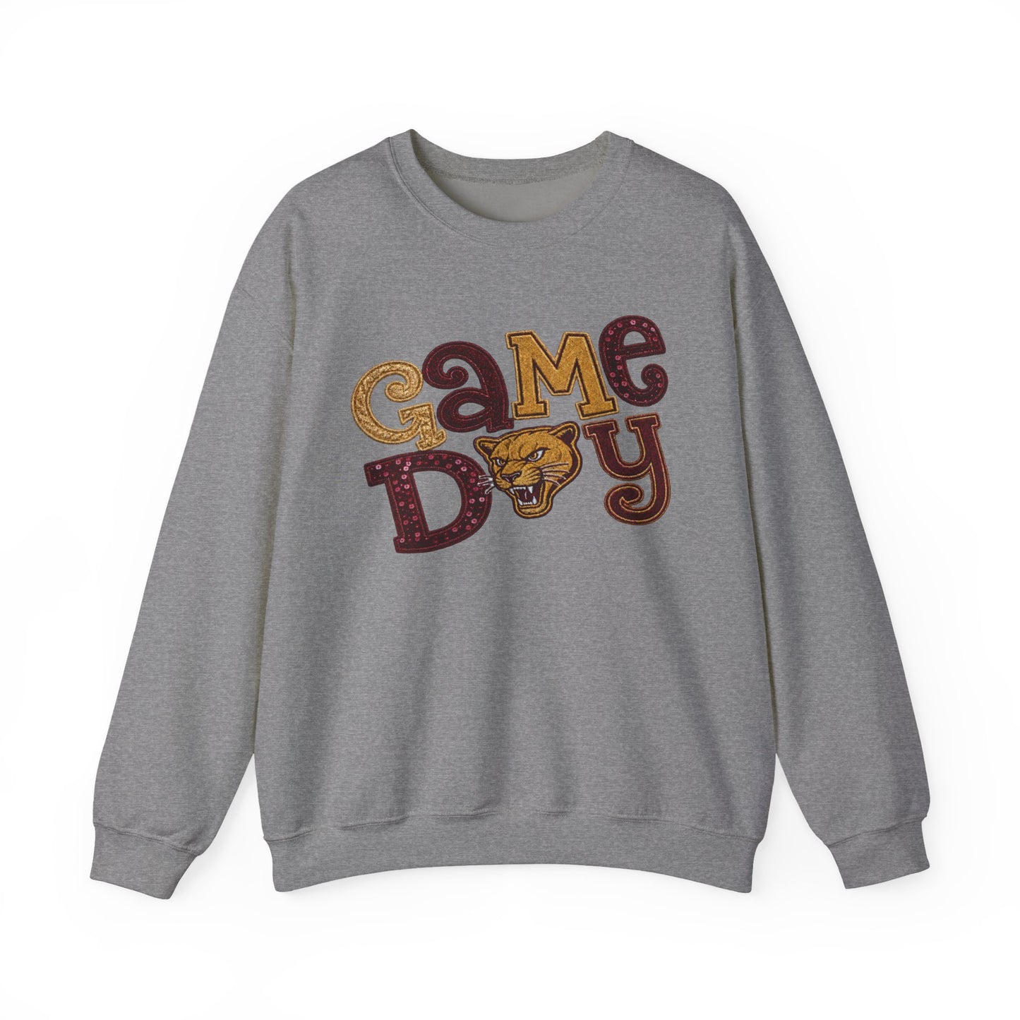 Pineville Lions Sequin Patchwork GAME DAY Crewneck