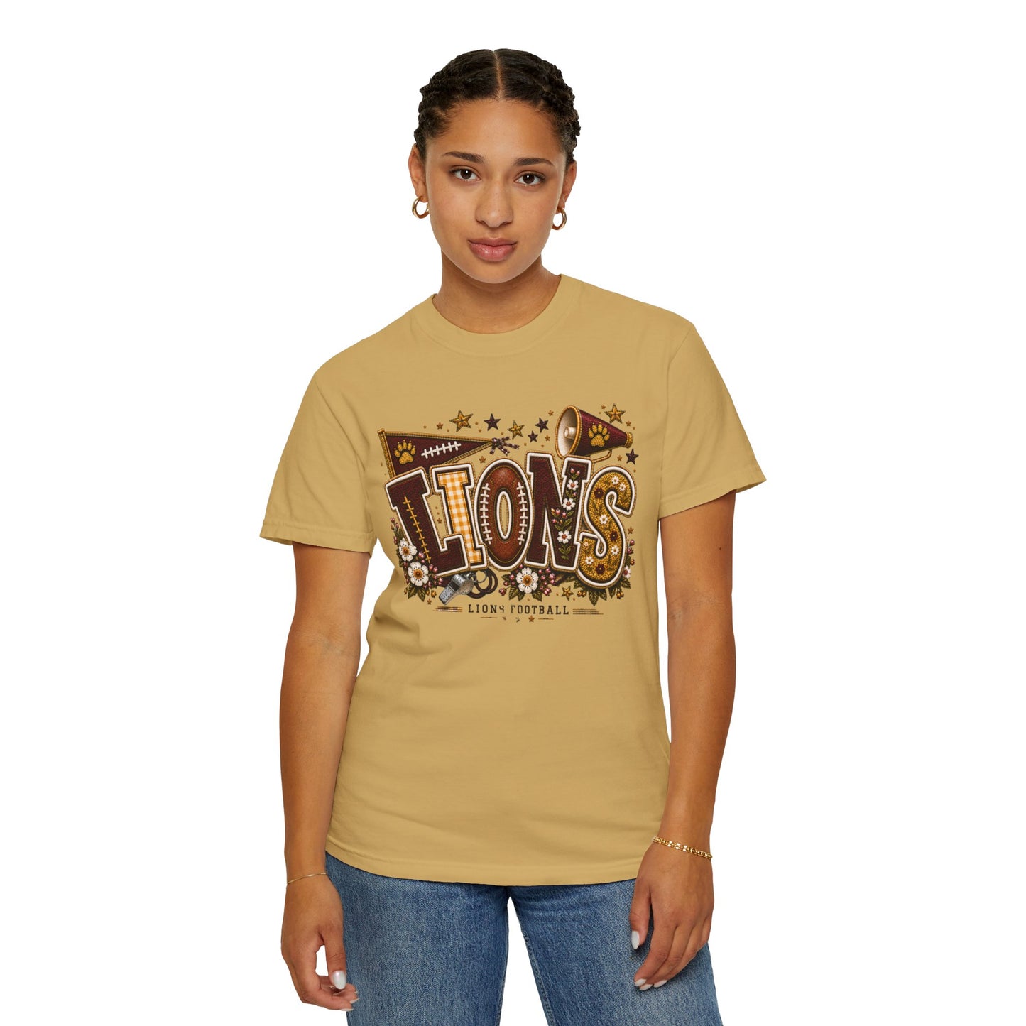 Lions Game Day Patchwork Comfort Colors Tee