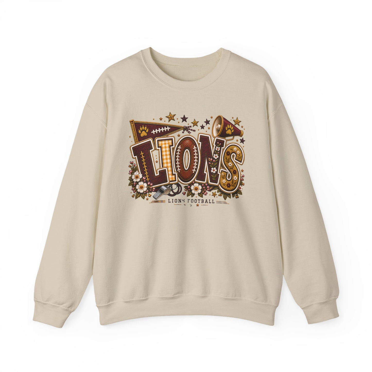 Lions Game Day Patchwork Crewneck