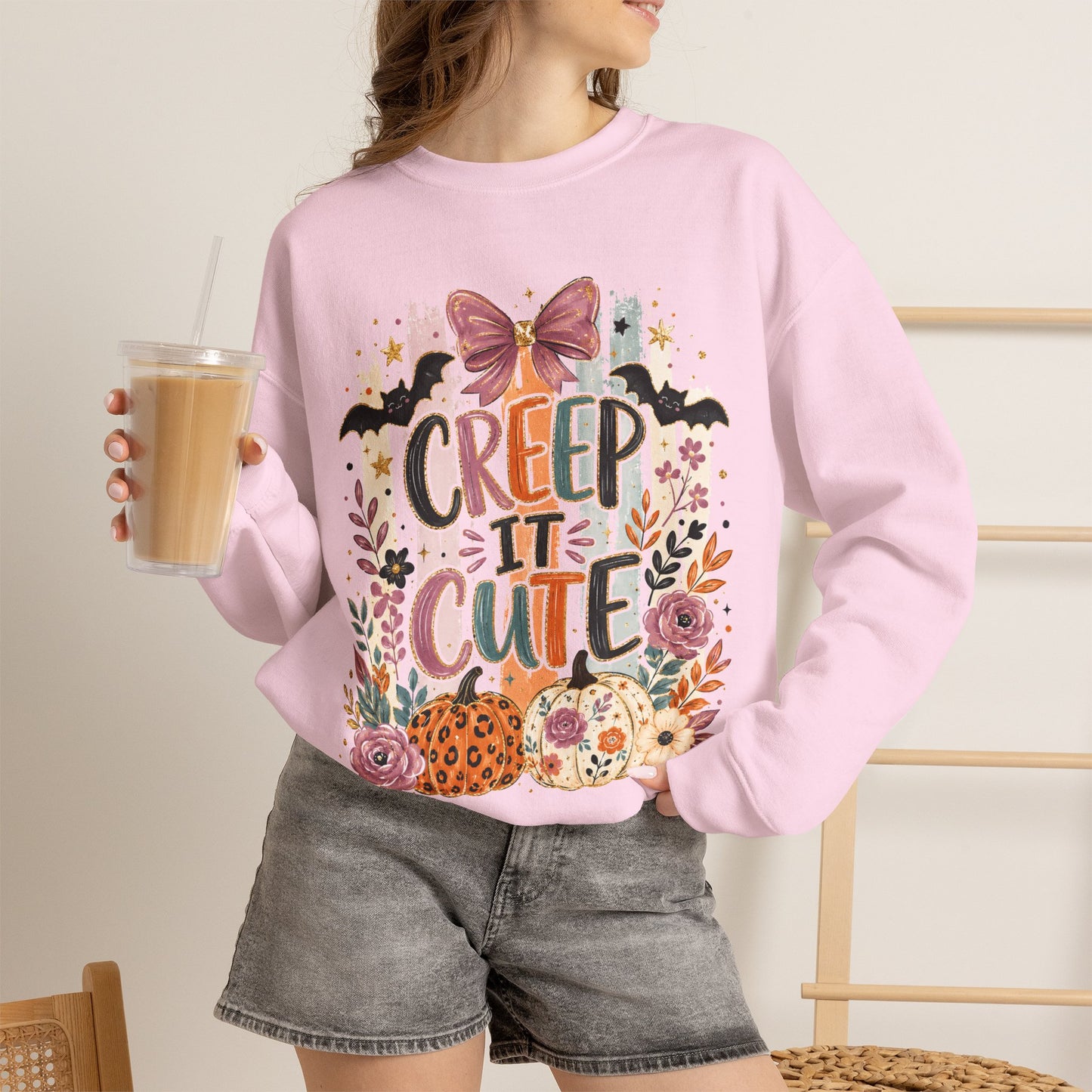 Cute Halloween Sweatshirt, Creep It Cute Crewneck, Colorful Halloween Shirt, Girly Halloween Sweatshirt, Spooky Season Crewneck