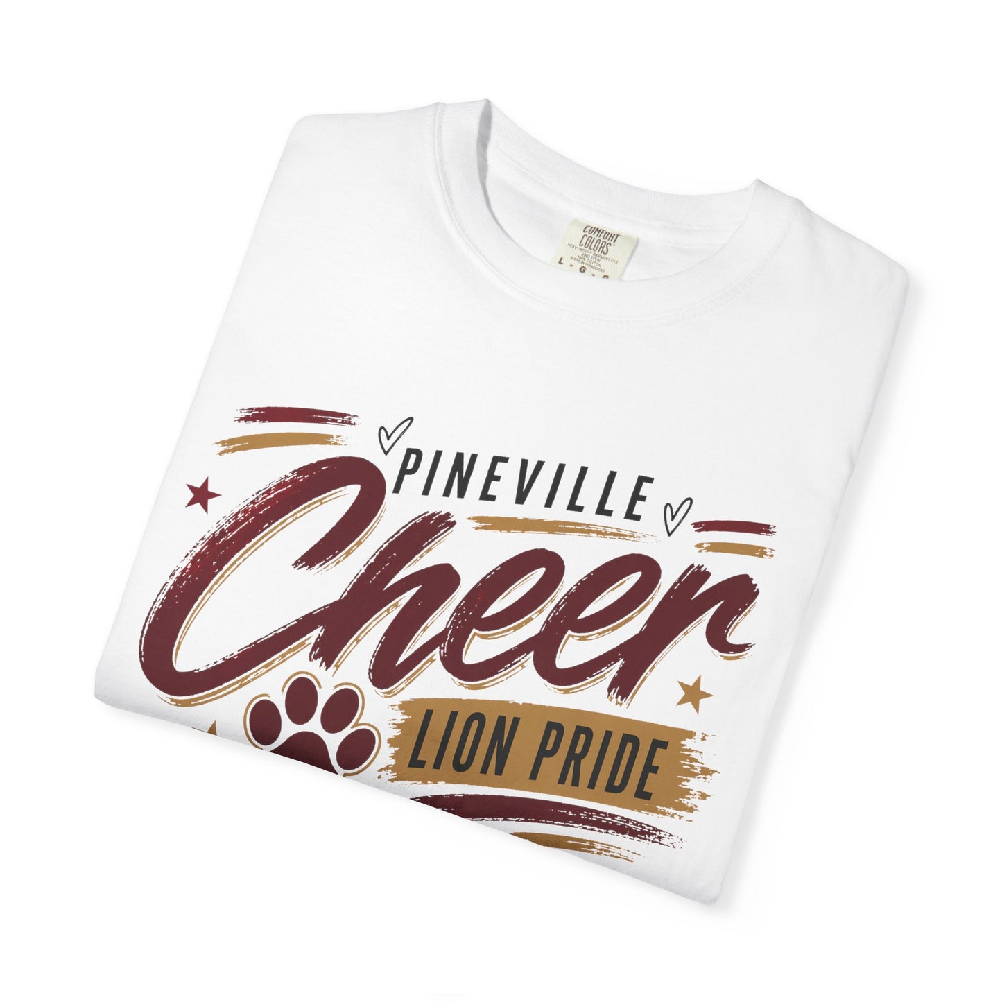 Pineville Cheer T-Shirt — Lion Pride Paw Graphic School Spirit Tee