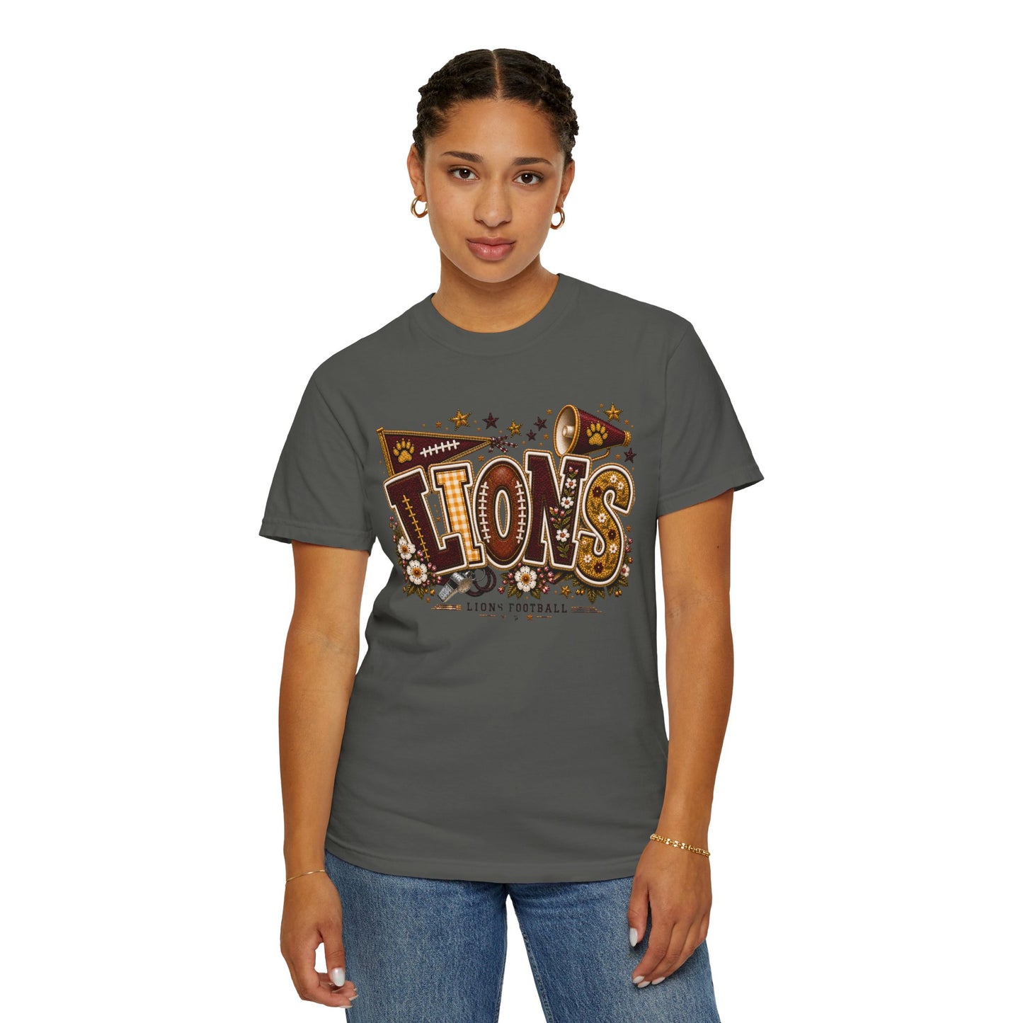 Lions Game Day Patchwork Comfort Colors Tee