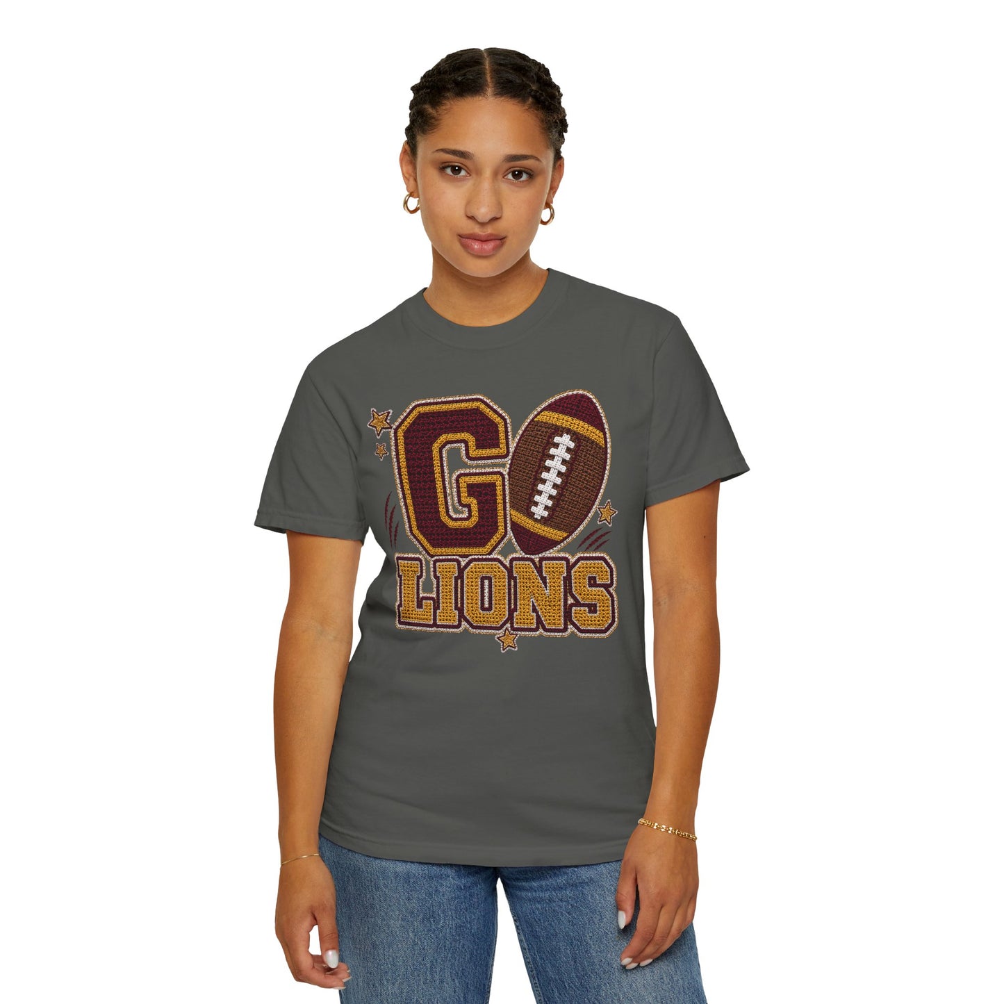 Go Lions Crochet Game Day Comfort Colors Tee