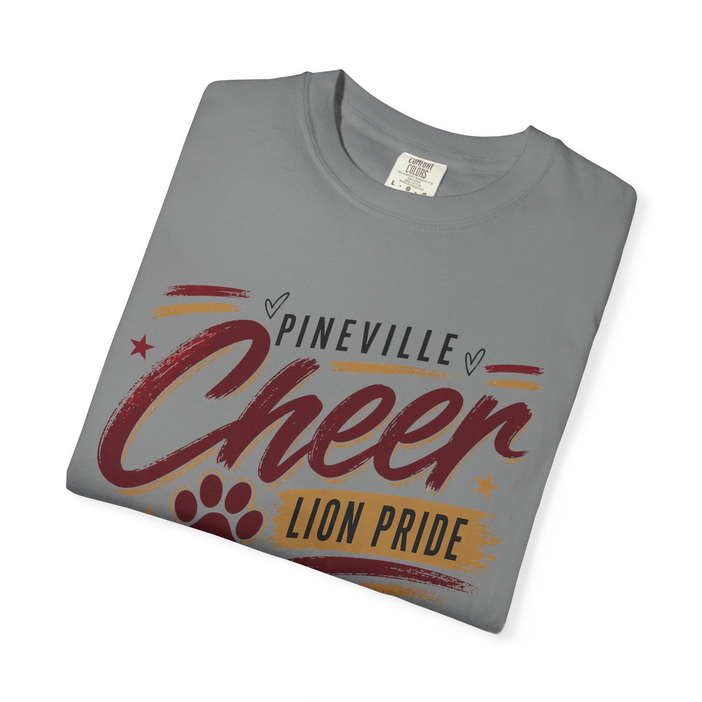 Pineville Cheer T-Shirt — Lion Pride Paw Graphic School Spirit Tee