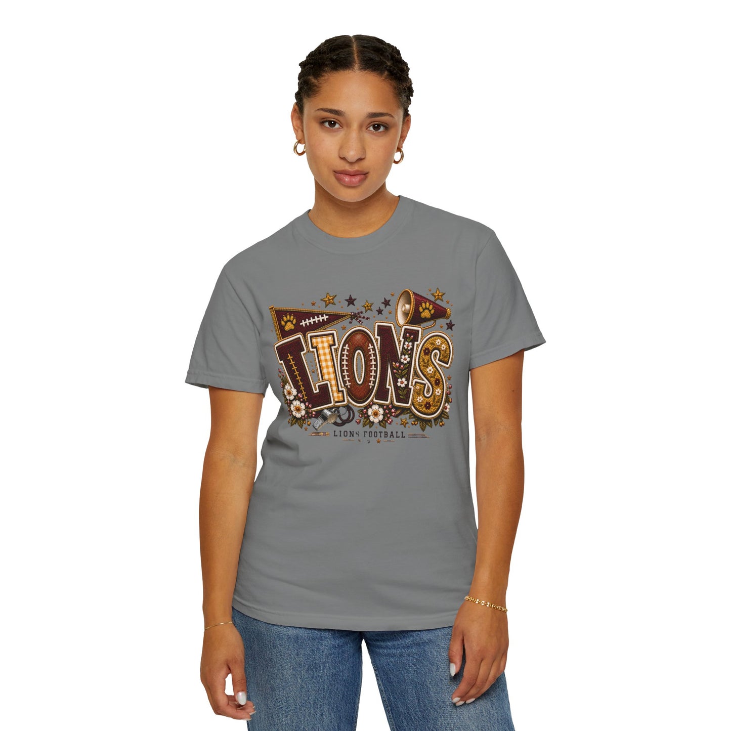 Lions Game Day Patchwork Comfort Colors Tee
