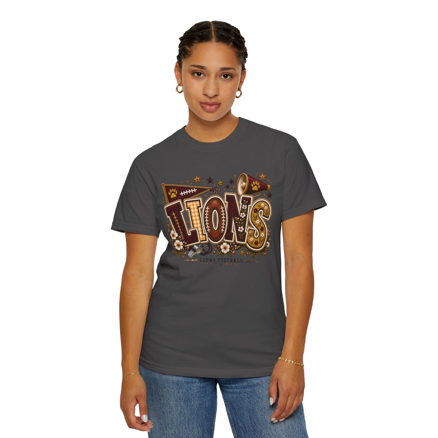 Lions Game Day Patchwork Comfort Colors Tee