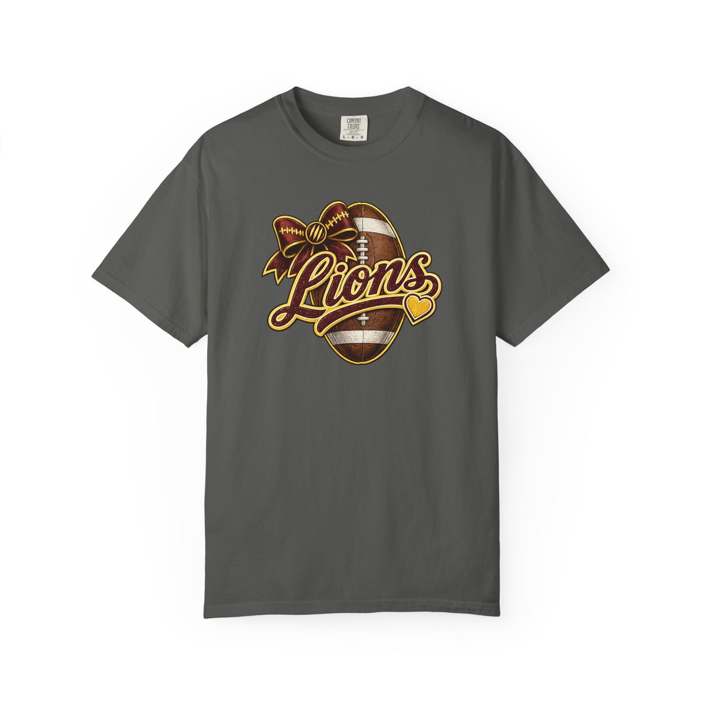 Pineville Lions Football Bow Comfort Colors Tee