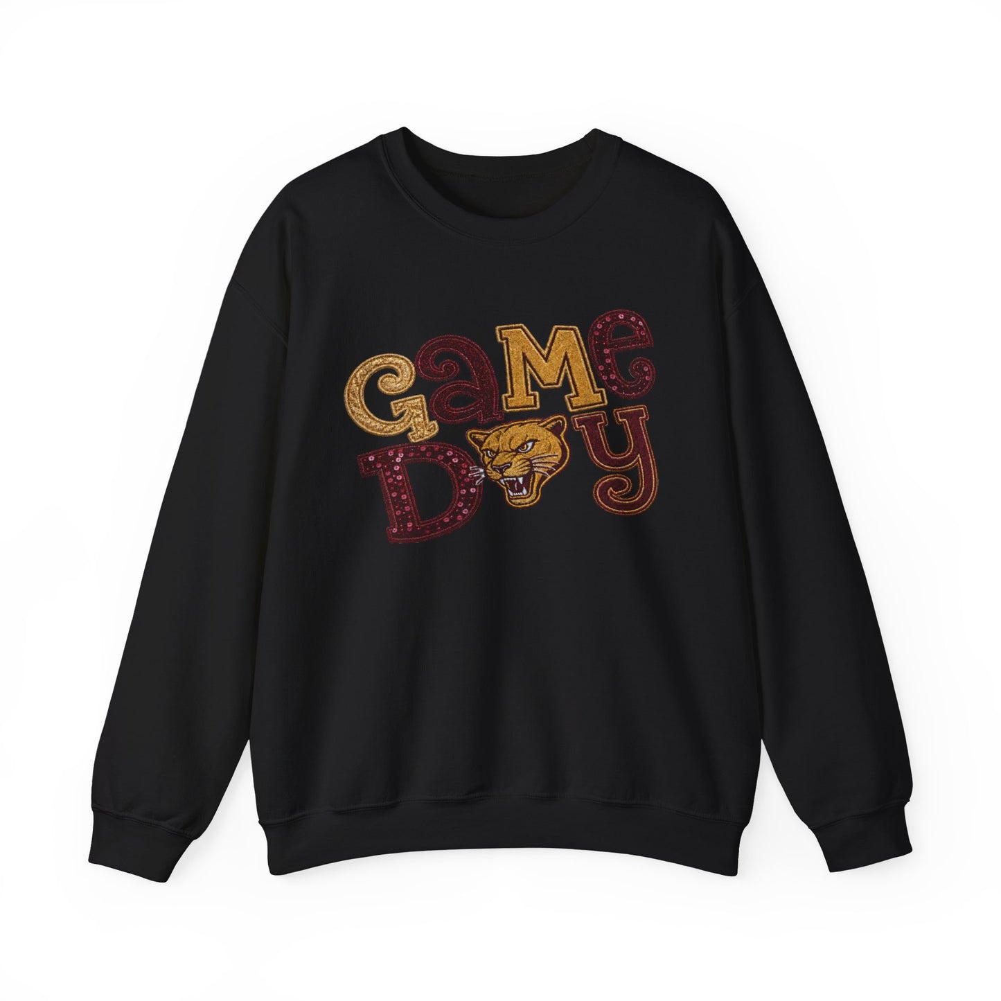 Pineville Lions Sequin Patchwork GAME DAY Crewneck
