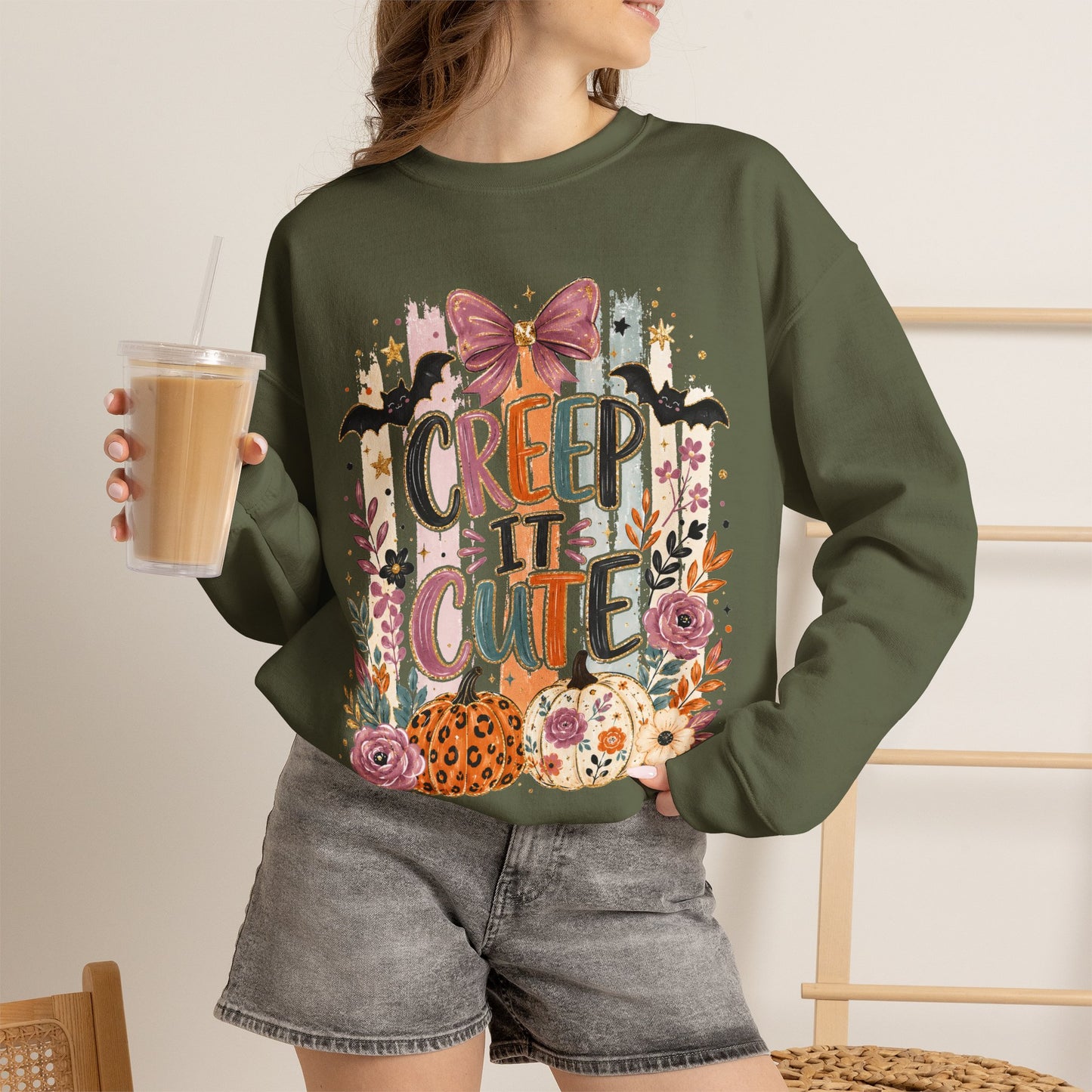Cute Halloween Sweatshirt, Creep It Cute Crewneck, Colorful Halloween Shirt, Girly Halloween Sweatshirt, Spooky Season Crewneck