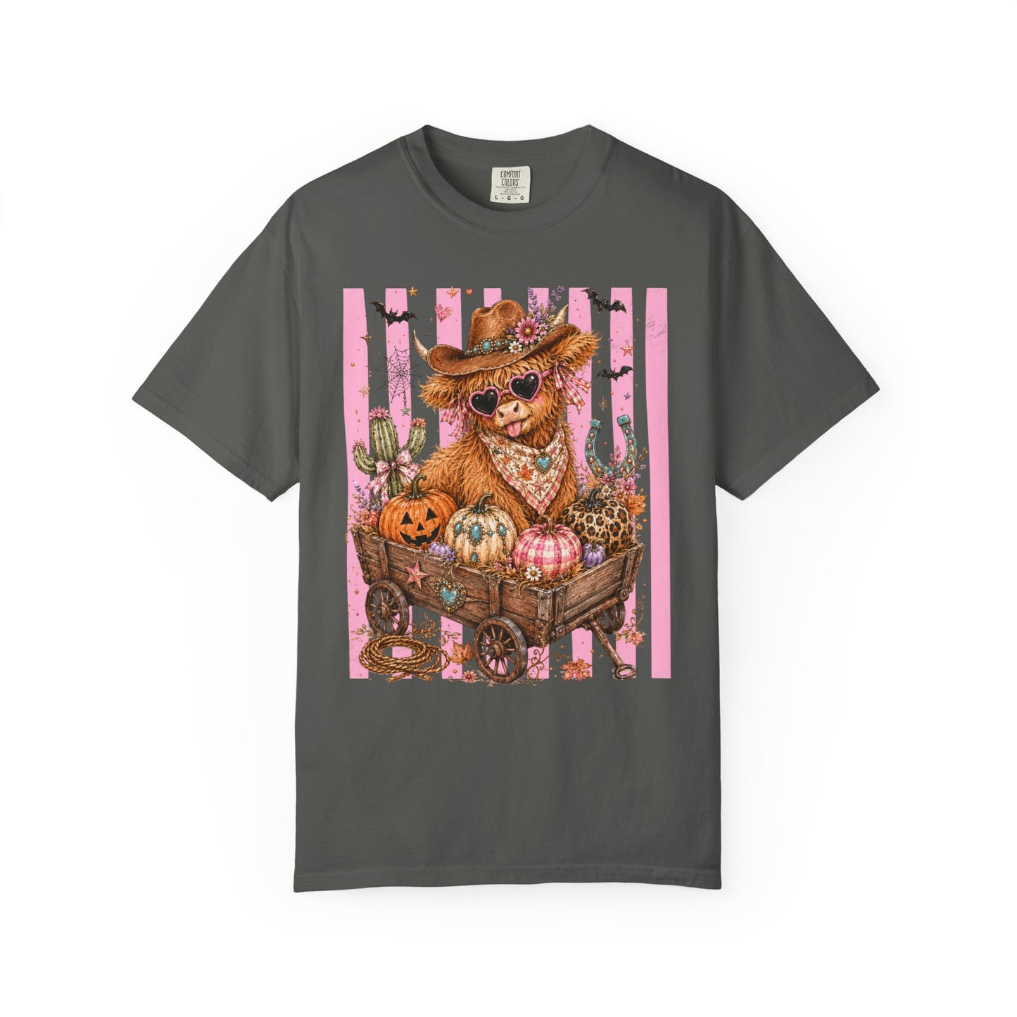 Fall Highland Cow Wagon | Comfort Colors Tee