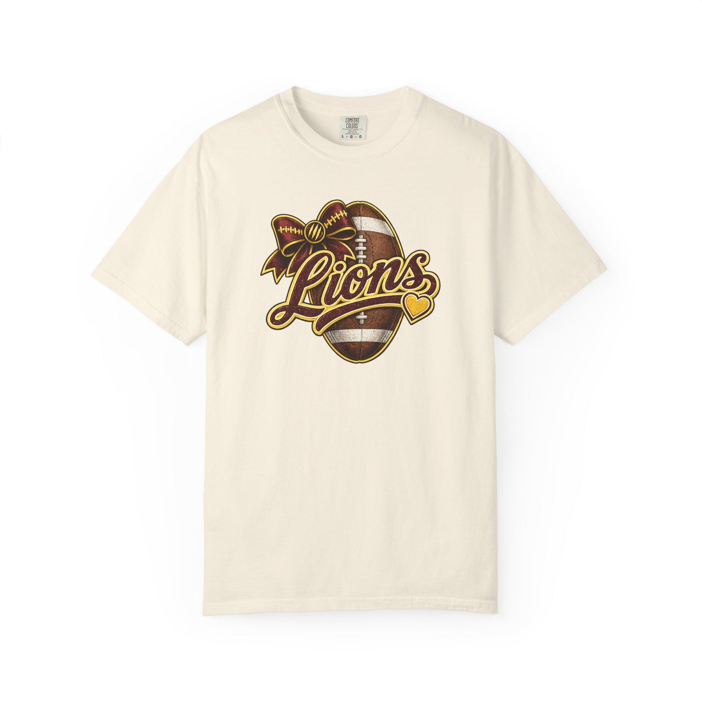 Pineville Lions Football Bow Comfort Colors Tee