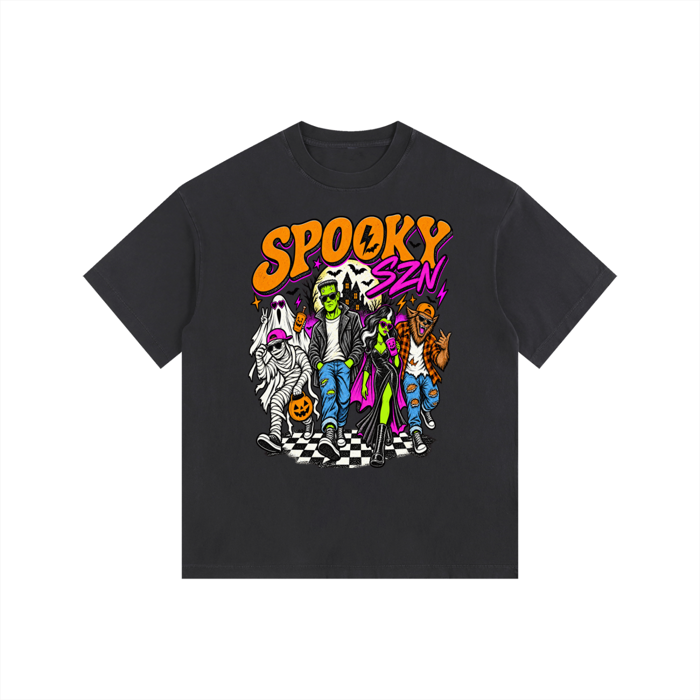 Spooky SZN Vintage Washed Oversized Halloween Tee