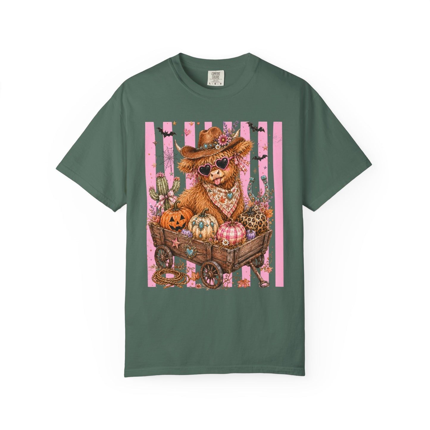 Fall Highland Cow Wagon | Comfort Colors Tee