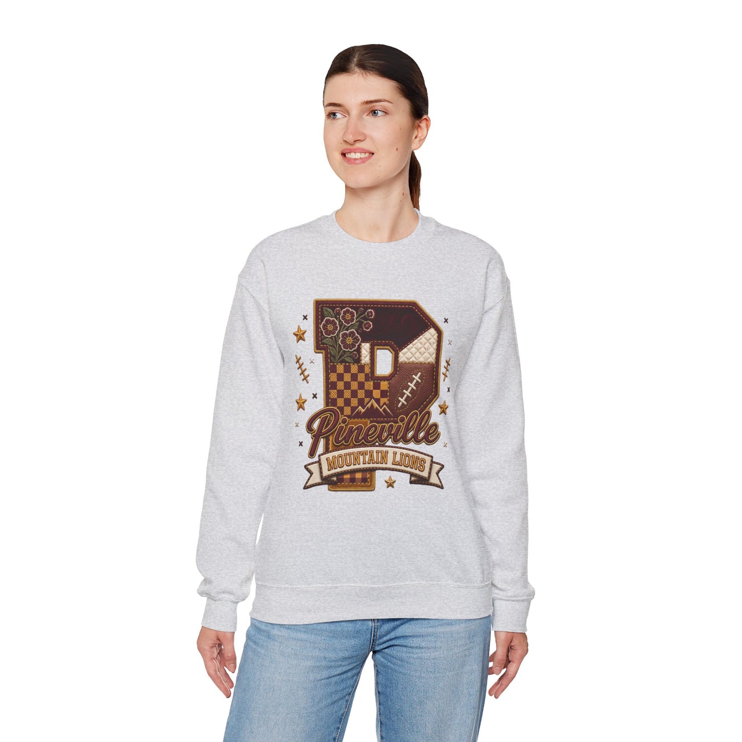 Pineville Patchwork Varsity Crewneck