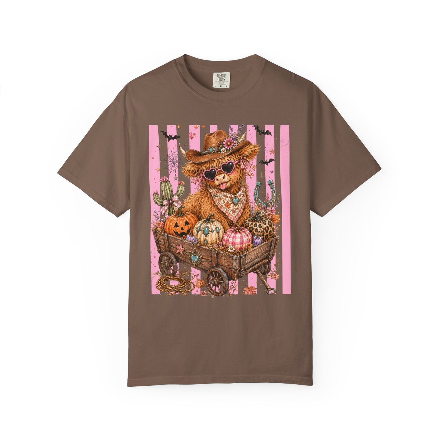 Fall Highland Cow Wagon | Comfort Colors Tee