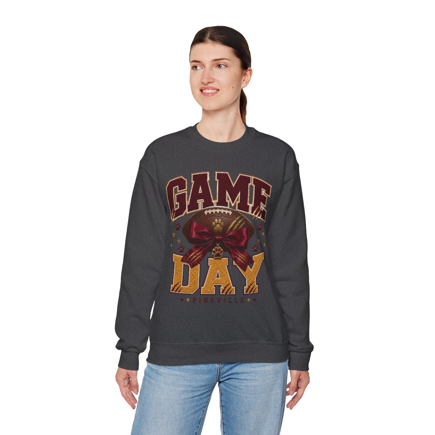 Pineville Lions Bow Game Day Crewneck