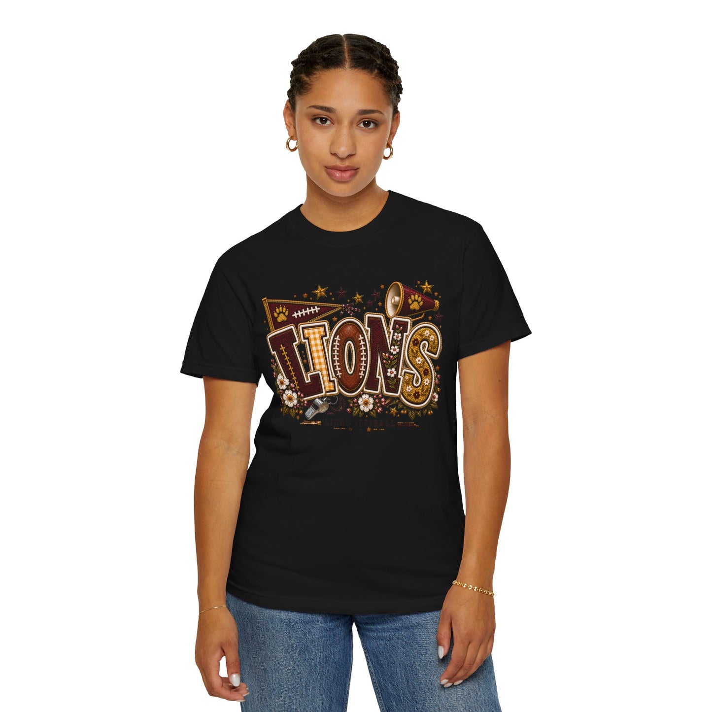Lions Game Day Patchwork Comfort Colors Tee