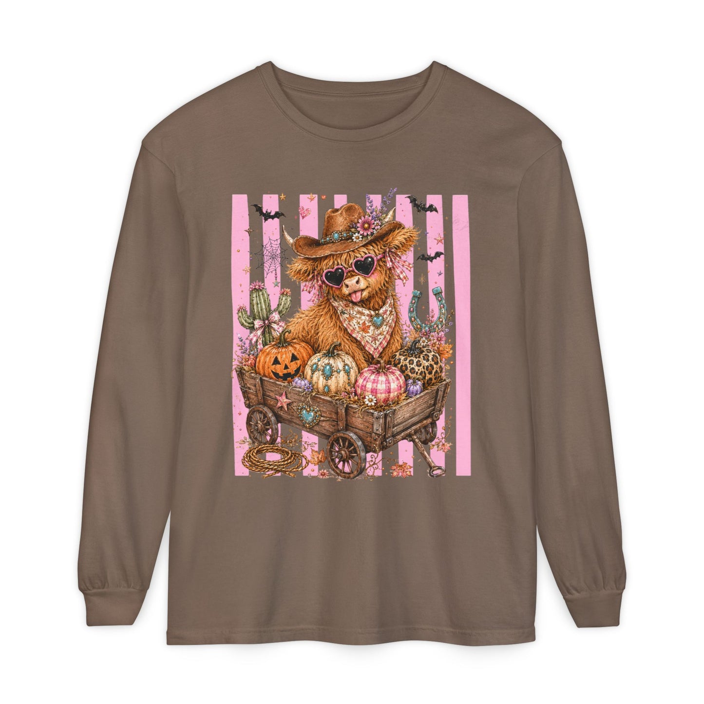 Fall Highland Cow Wagon | Comfort Colors Long Sleeve Tee