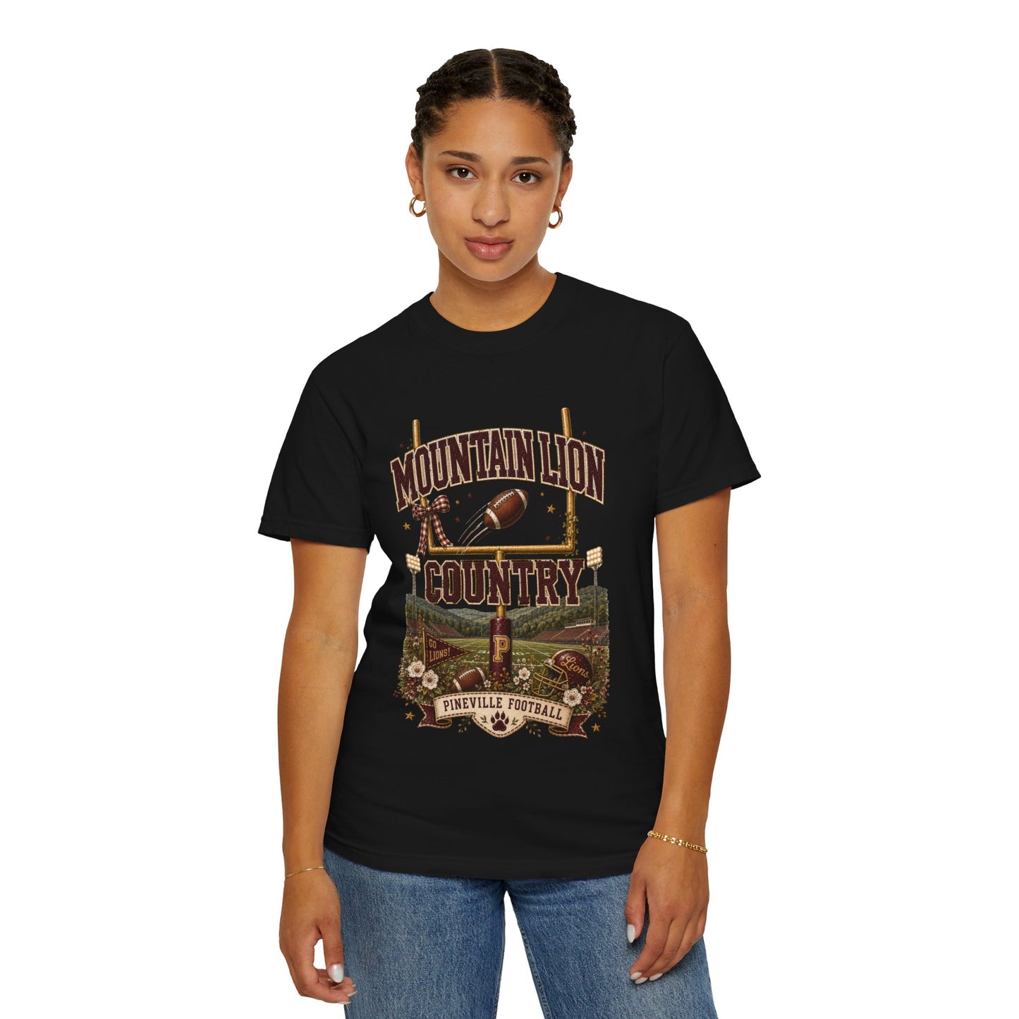 Mountain Lion Country Pineville Football Comfort Colors Tee