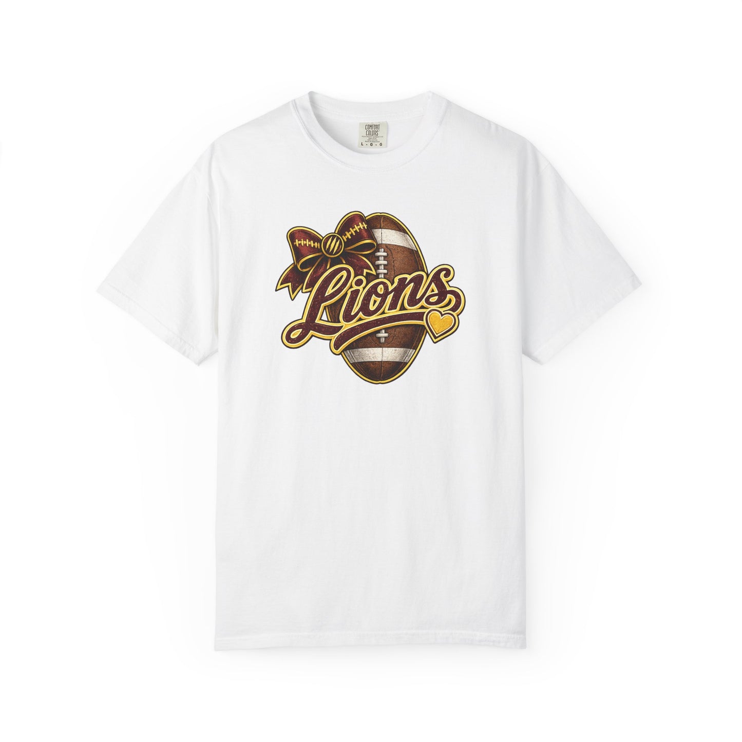 Pineville Lions Football Bow Comfort Colors Tee