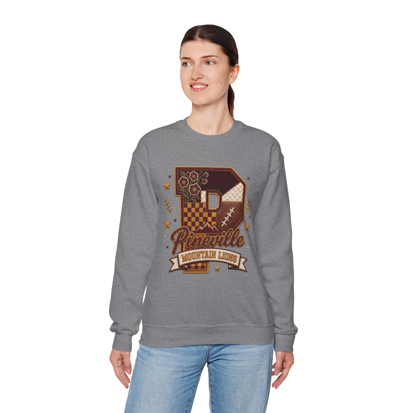 Pineville Patchwork Varsity Crewneck