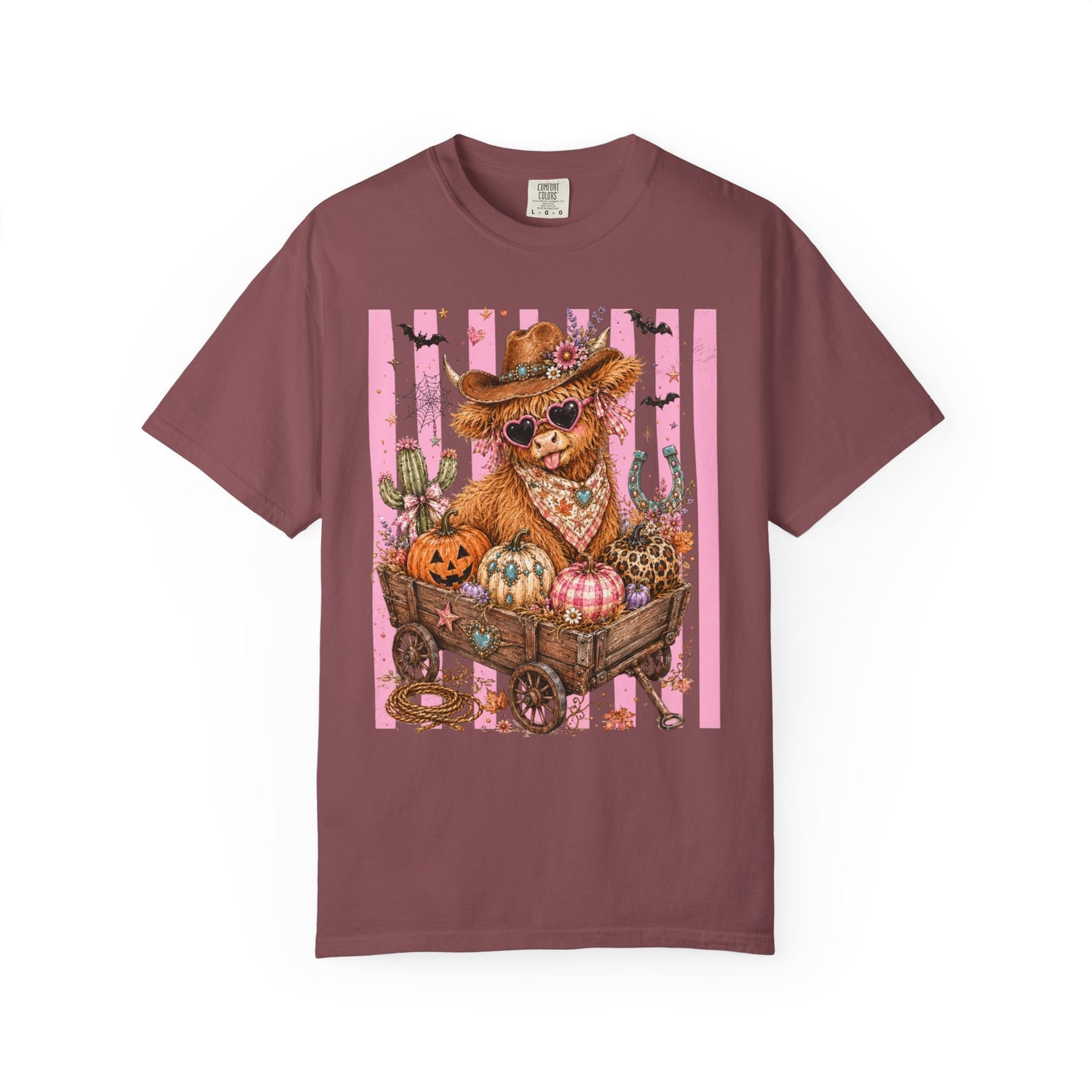 Fall Highland Cow Wagon | Comfort Colors Tee