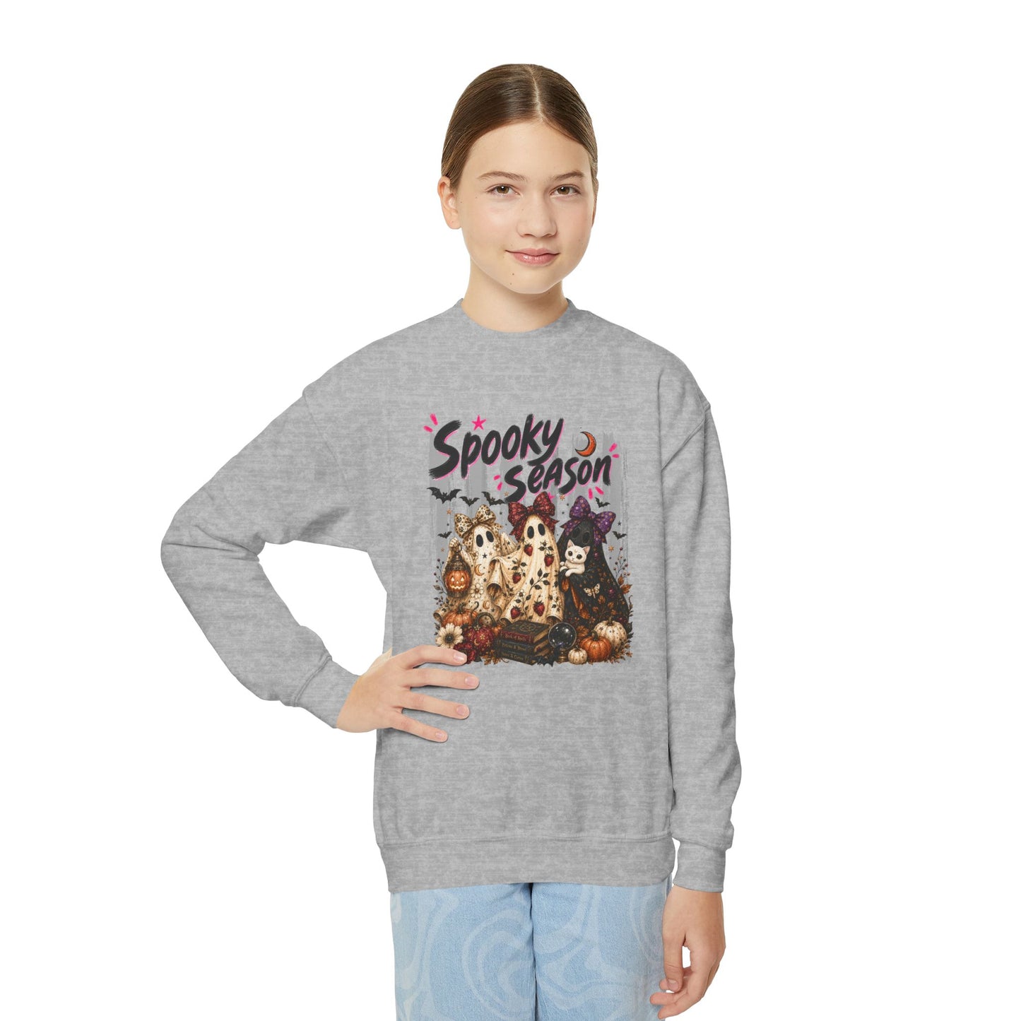 Spooky Season Ghost Group | Youth Crewneck Sweatshirt