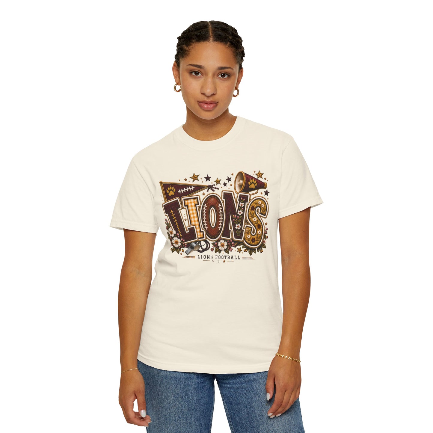 Lions Game Day Patchwork Comfort Colors Tee