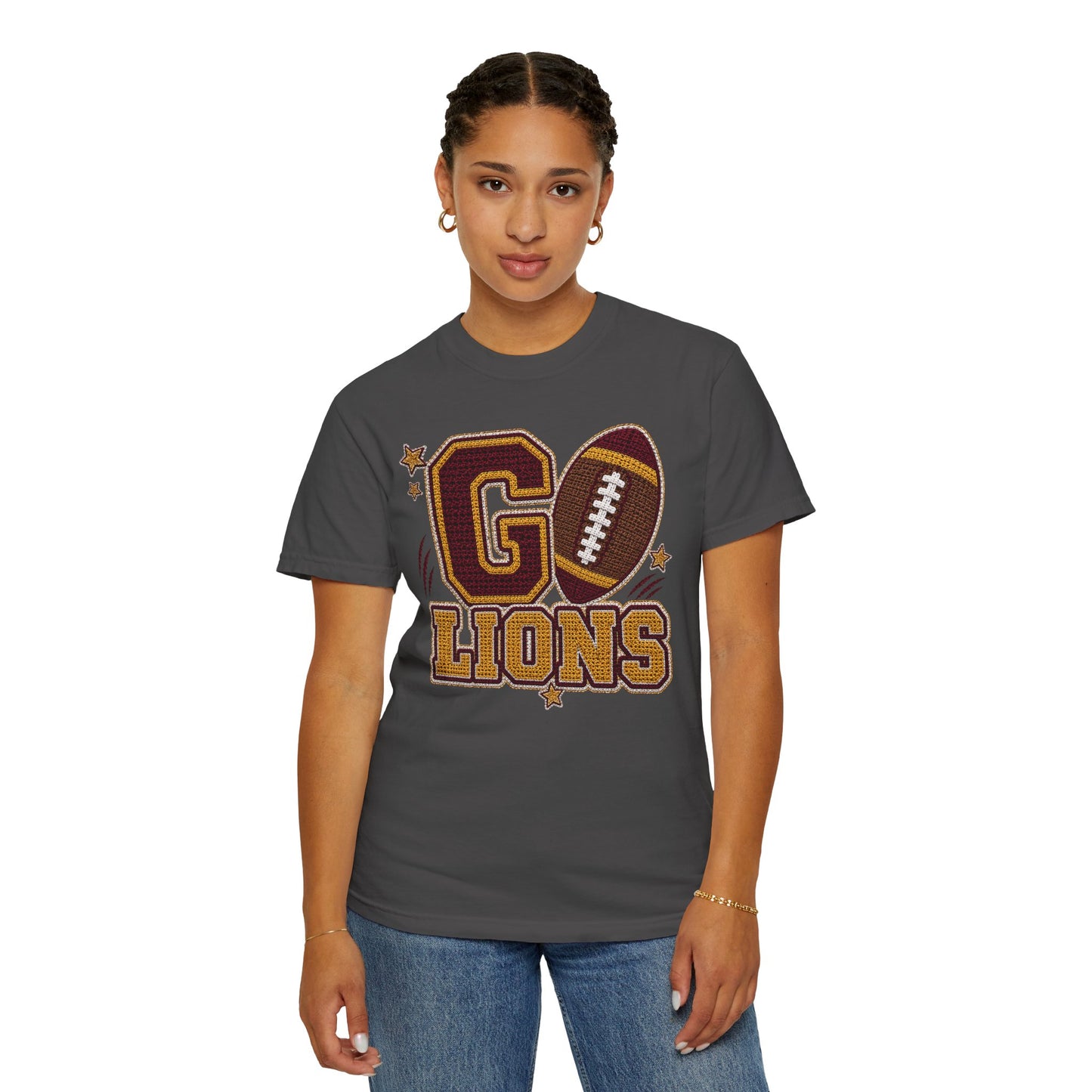 Go Lions Crochet Game Day Comfort Colors Tee