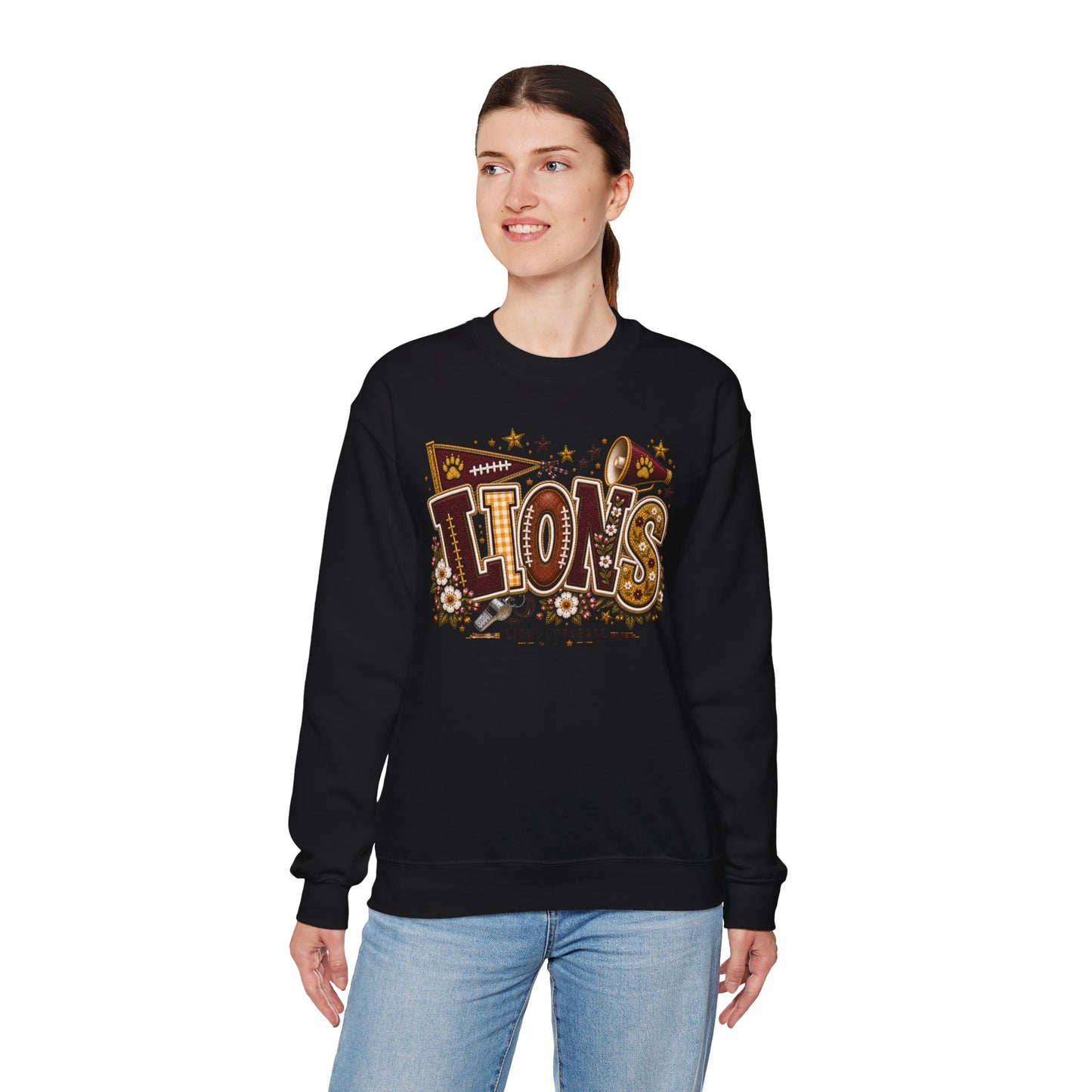 Lions Game Day Patchwork Crewneck