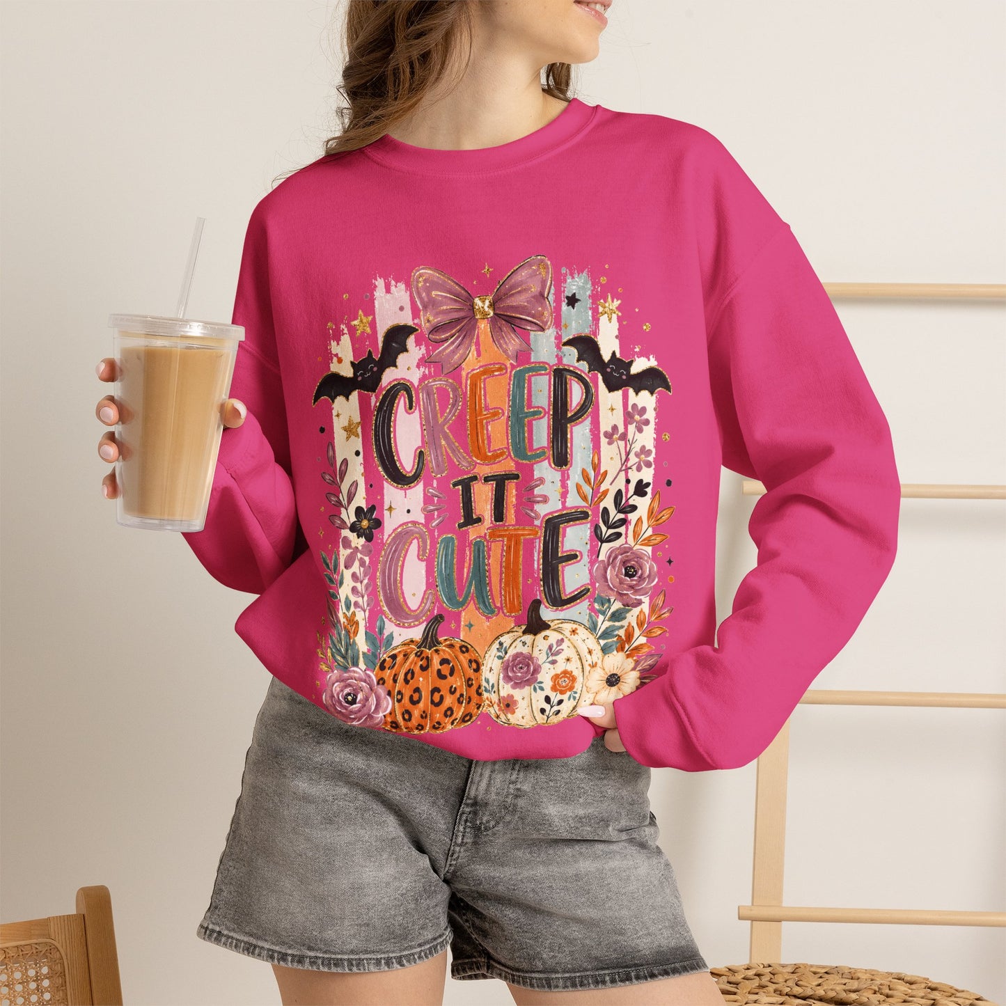 Cute Halloween Sweatshirt, Creep It Cute Crewneck, Colorful Halloween Shirt, Girly Halloween Sweatshirt, Spooky Season Crewneck