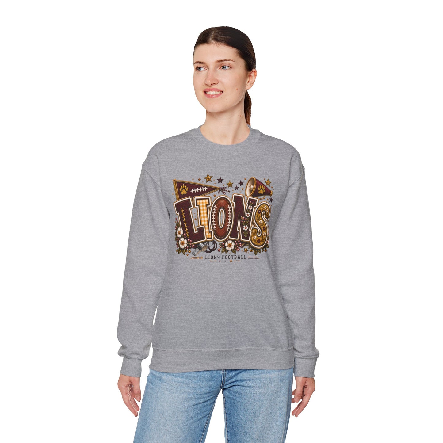 Lions Game Day Patchwork Crewneck