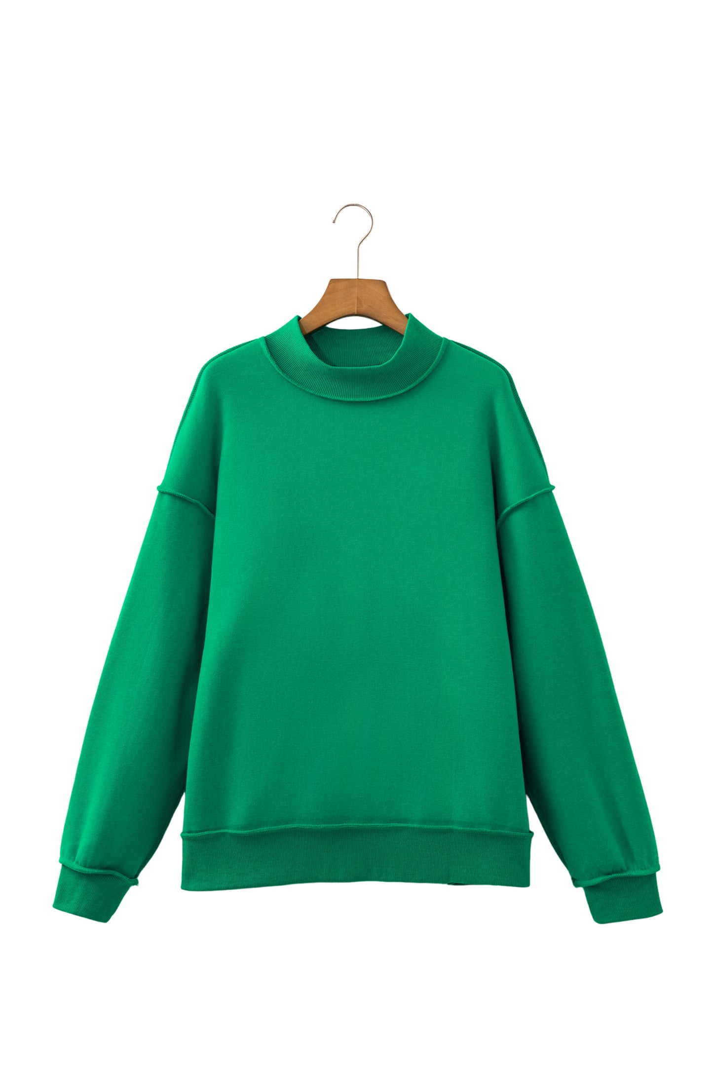 Coffee Oversize Drop Shoulder Reversible Mock Neck Sweatshirt
