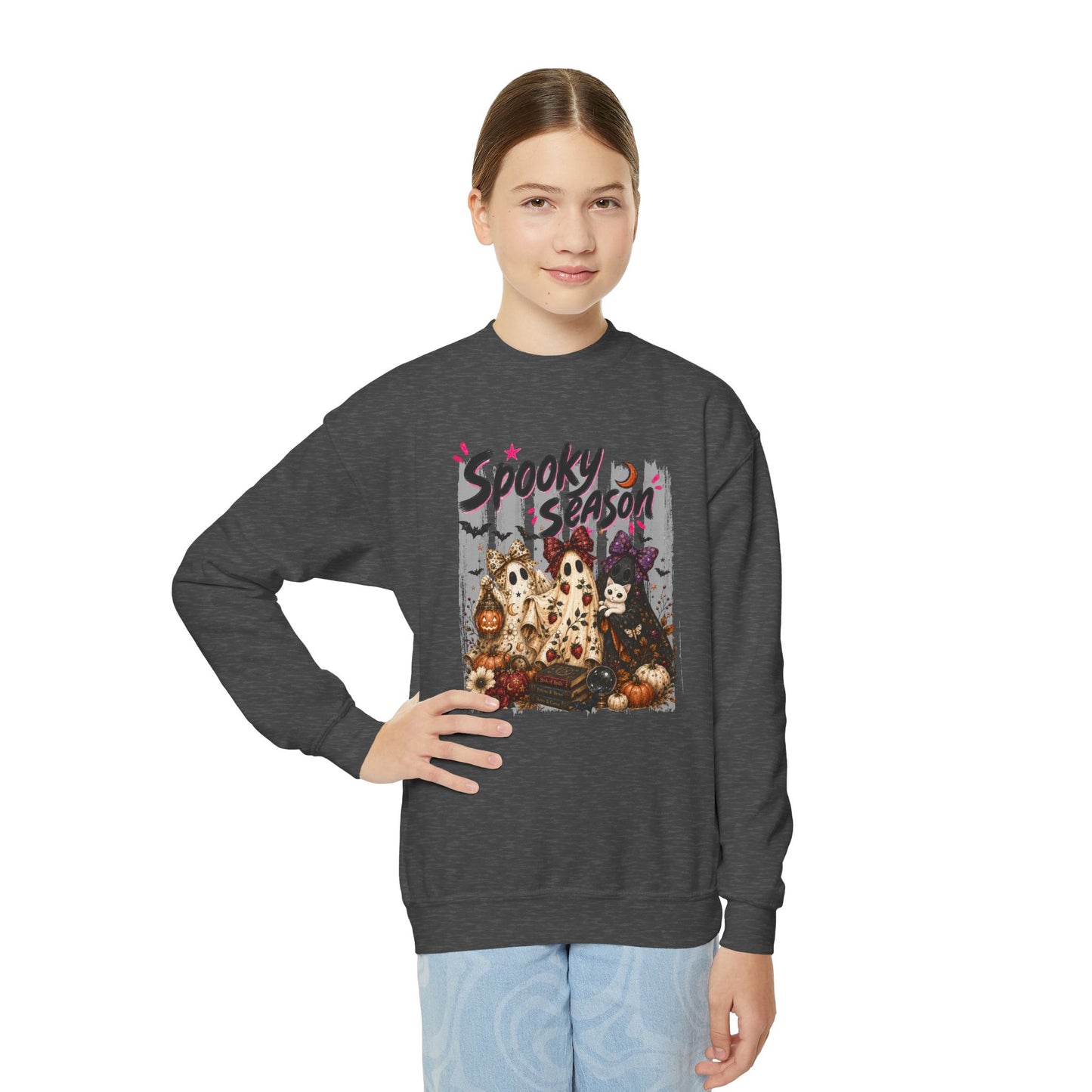 Spooky Season Ghost Group | Youth Crewneck Sweatshirt
