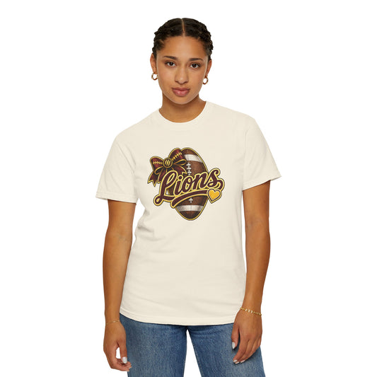 Pineville Lions Football Bow Comfort Colors Tee