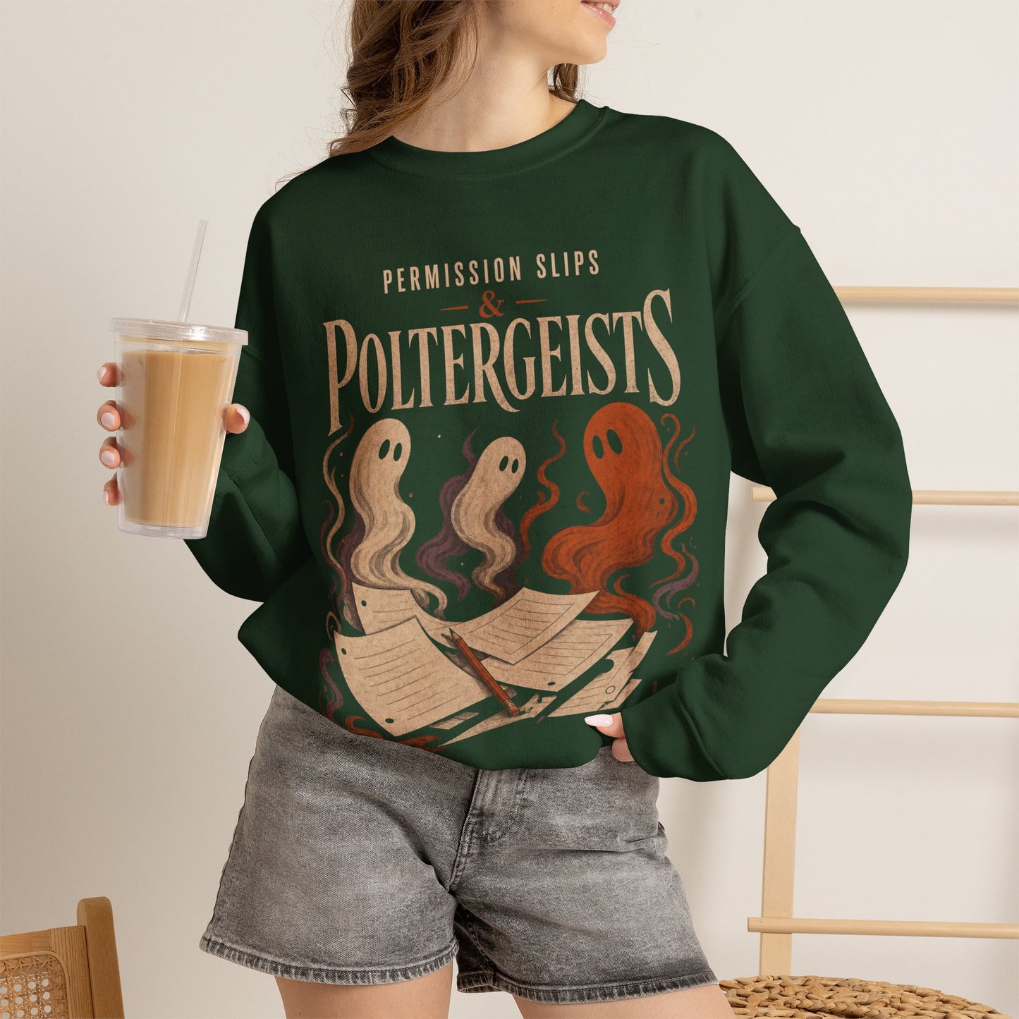 Permission Slips & Poltergeists Halloween Crewneck Sweatshirt