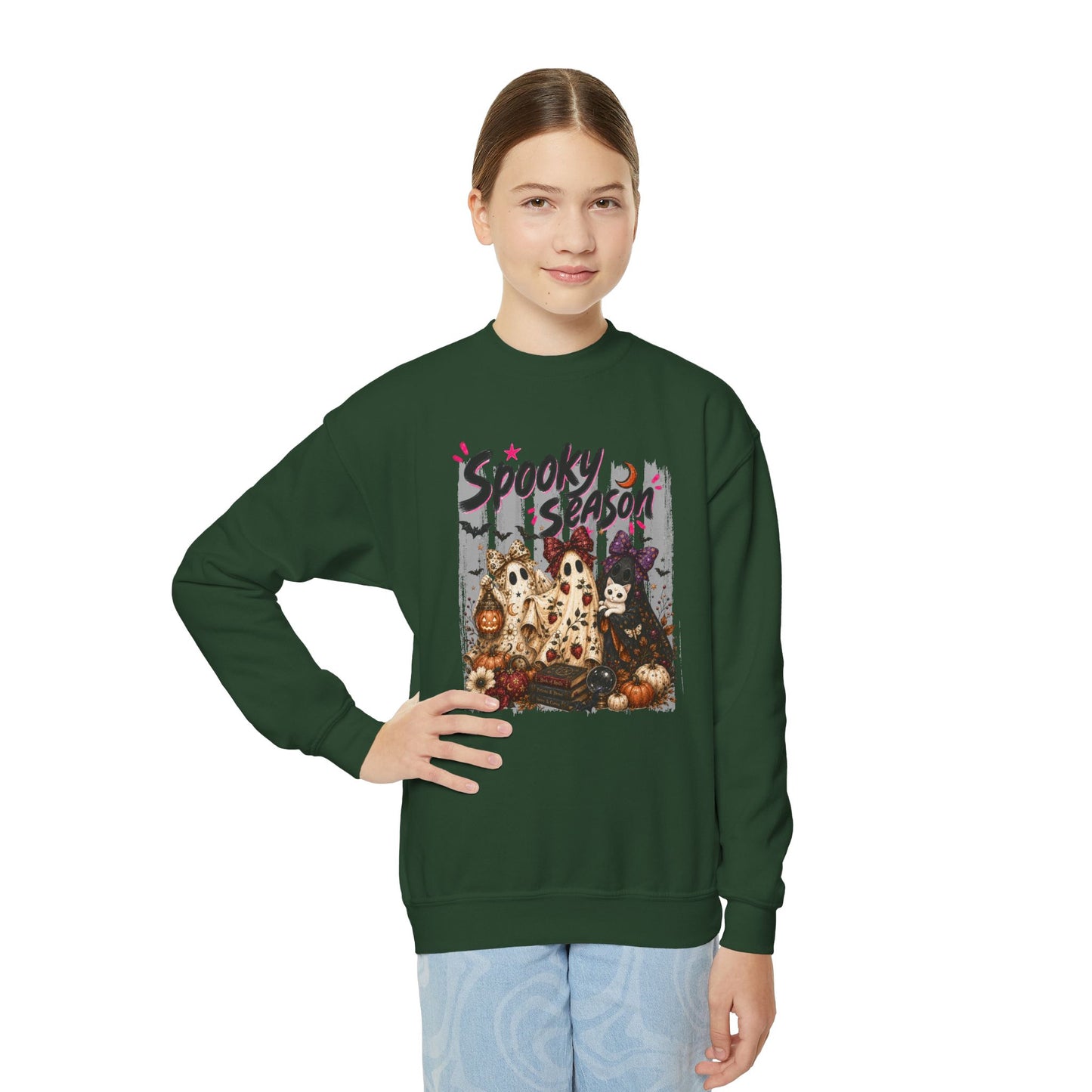 Spooky Season Ghost Group | Youth Crewneck Sweatshirt