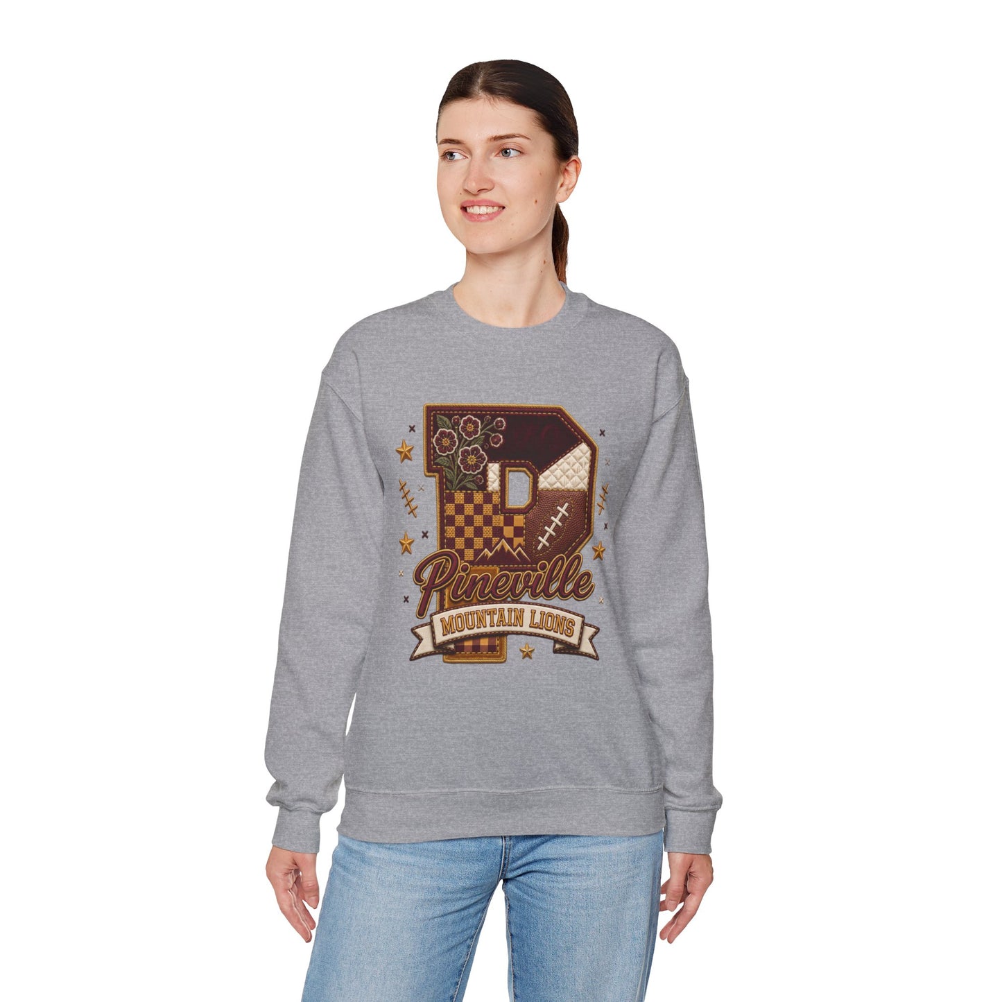 Pineville Patchwork Varsity Crewneck