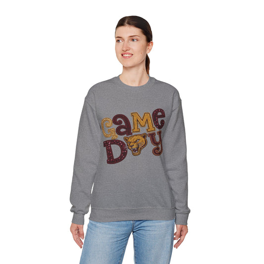 Pineville Lions Sequin Patchwork GAME DAY Crewneck